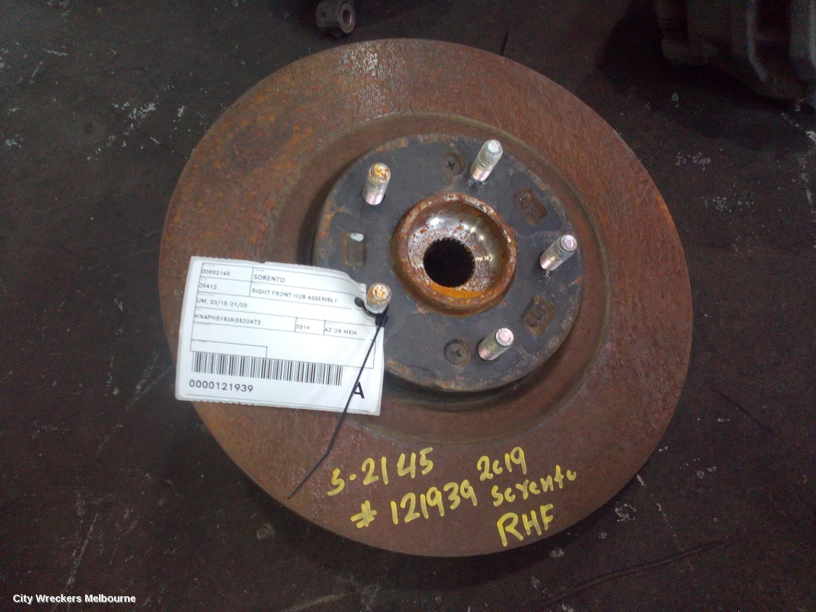 KIA SORENTO 2019 Right Front Hub Assembly