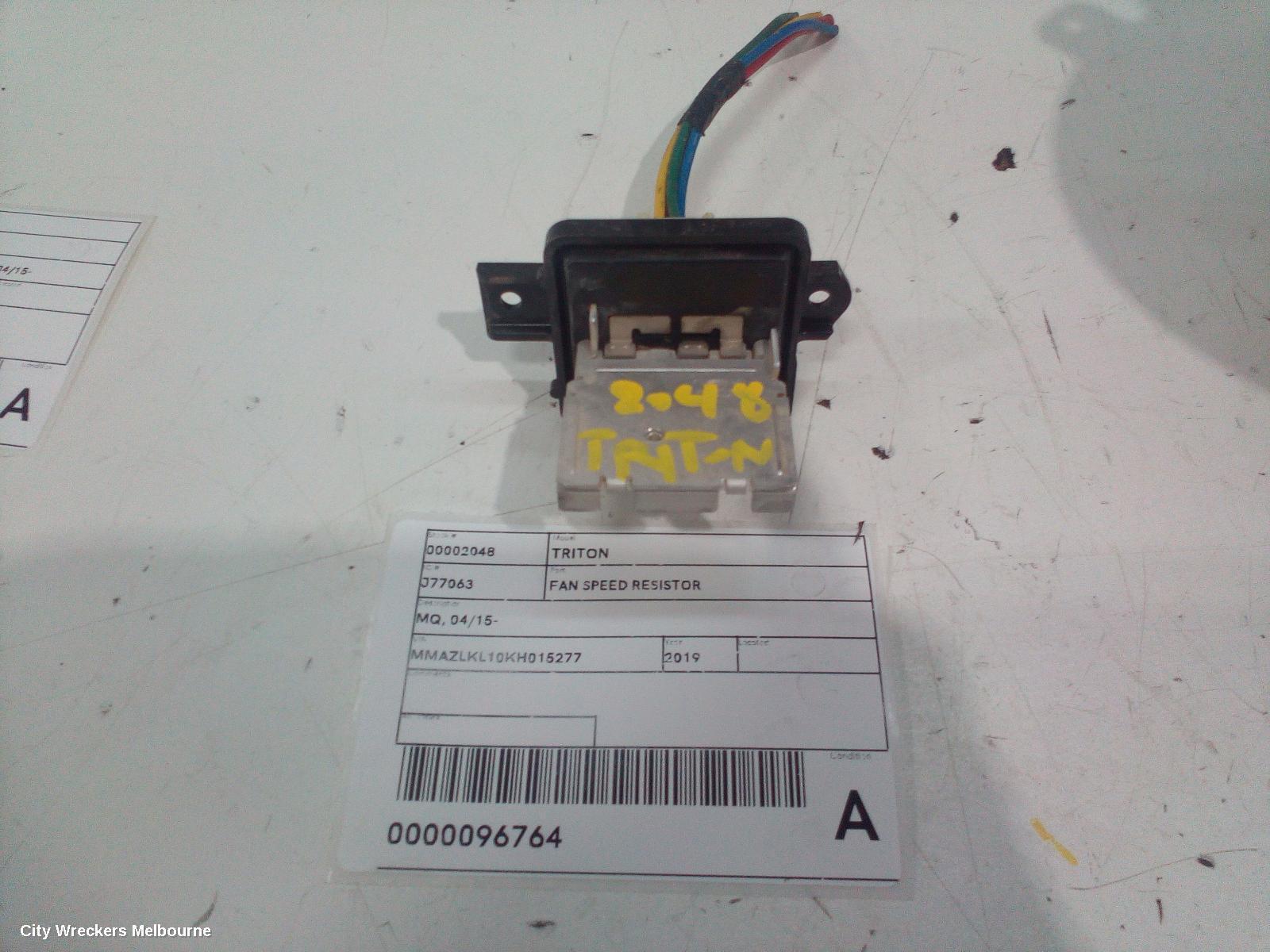 MITSUBISHI TRITON 2019 Fan Speed Resistor