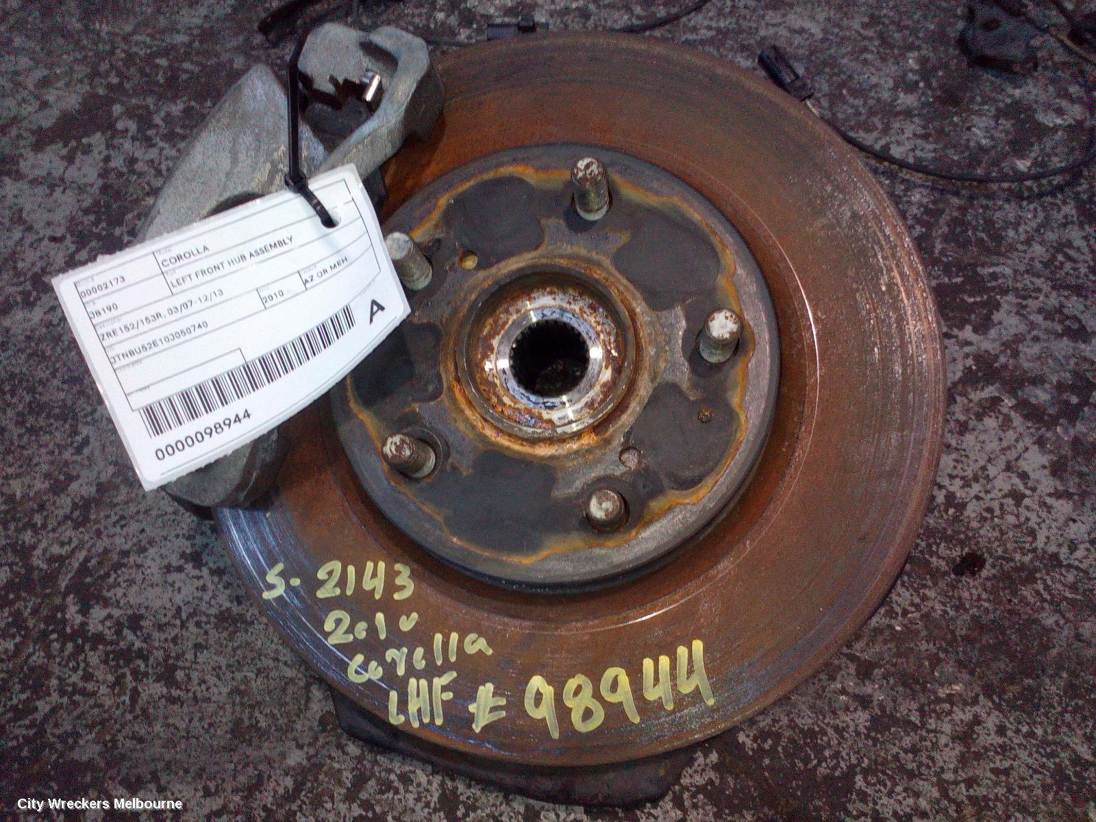 TOYOTA COROLLA 2010 Left Front Hub Assembly