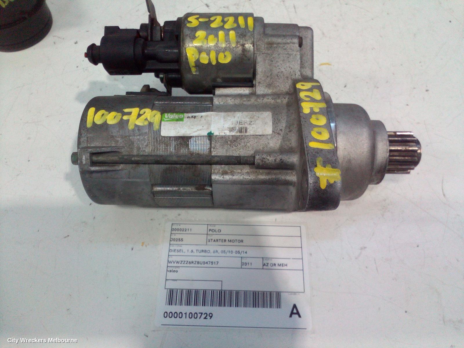 VOLKSWAGEN POLO 2011 Starter
