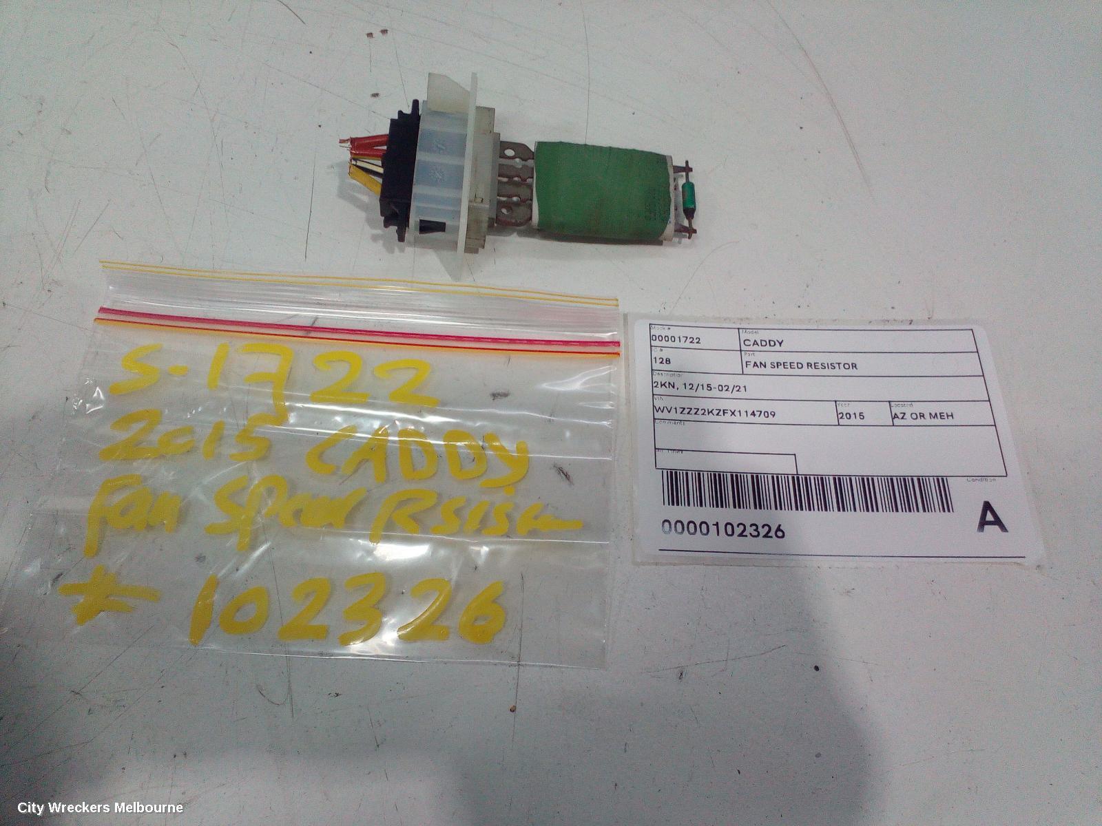VOLKSWAGEN CADDY 2015 Fan Speed Resistor