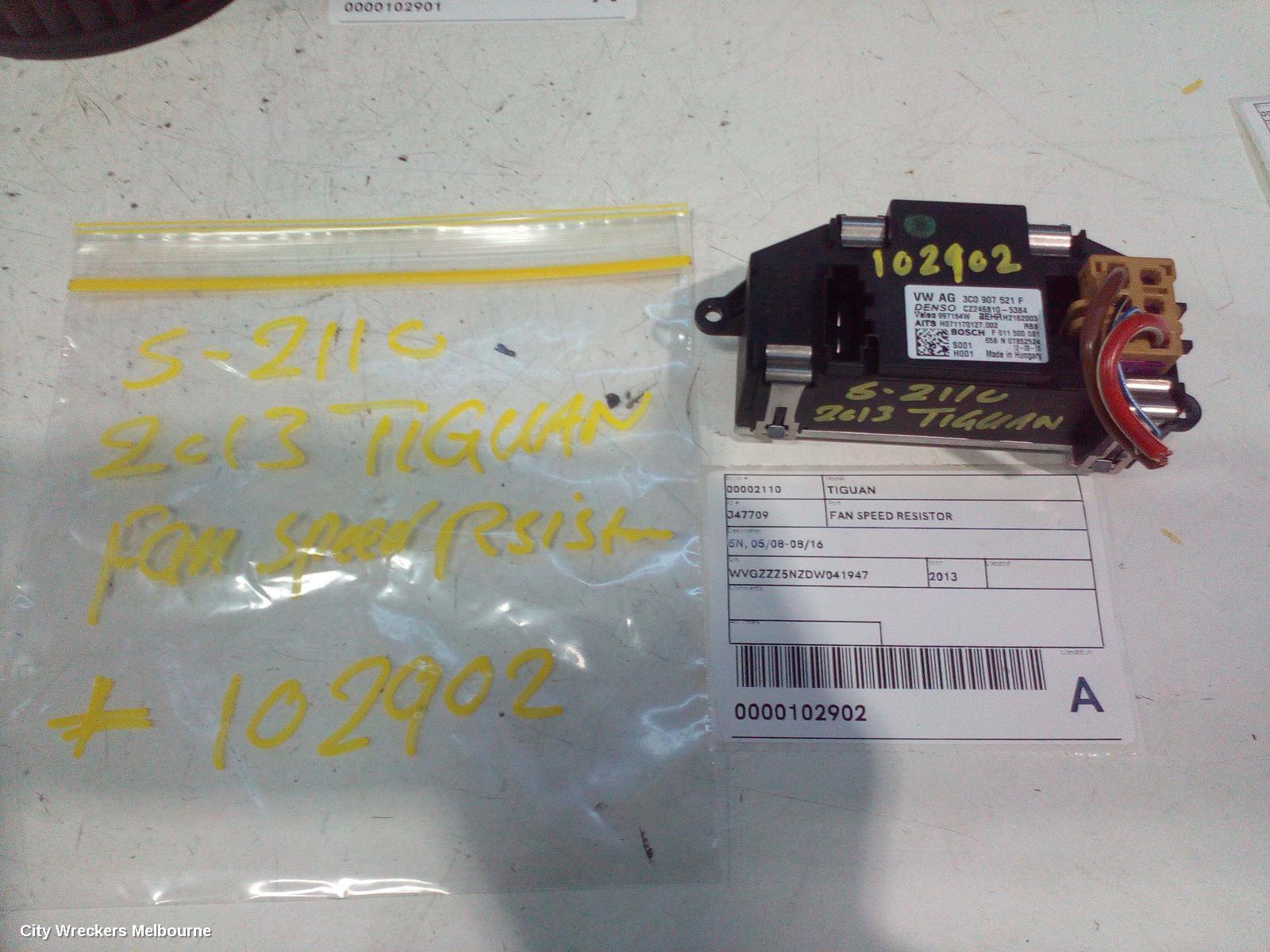 VOLKSWAGEN TIGUAN 2013 Fan Speed Resistor