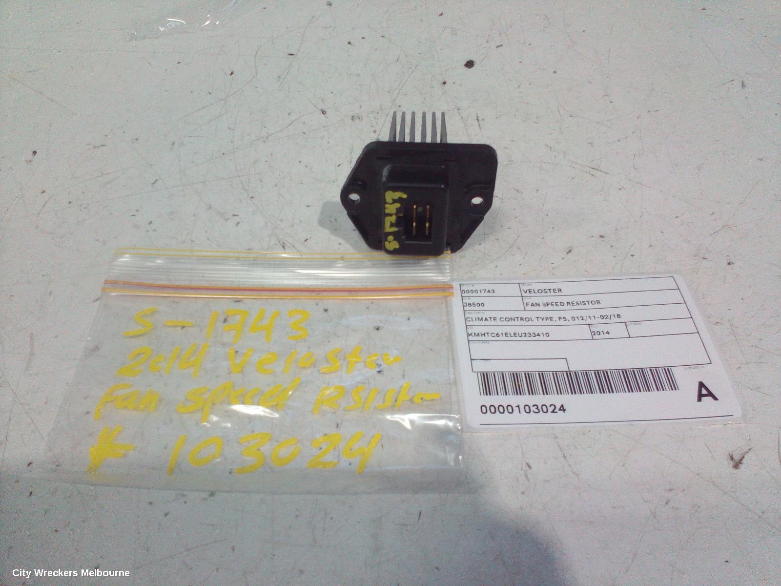 HYUNDAI VELOSTER 2014 Fan Speed Resistor