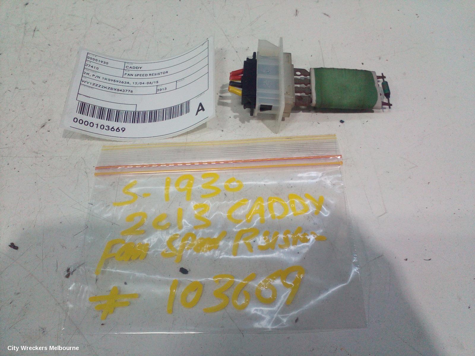 VOLKSWAGEN CADDY 2013 Fan Speed Resistor
