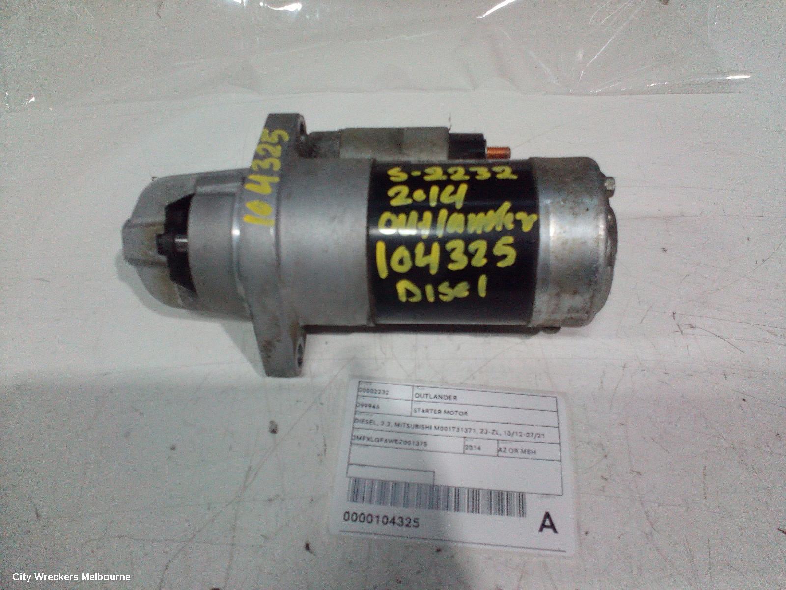 MITSUBISHI OUTLANDER 2014 Starter