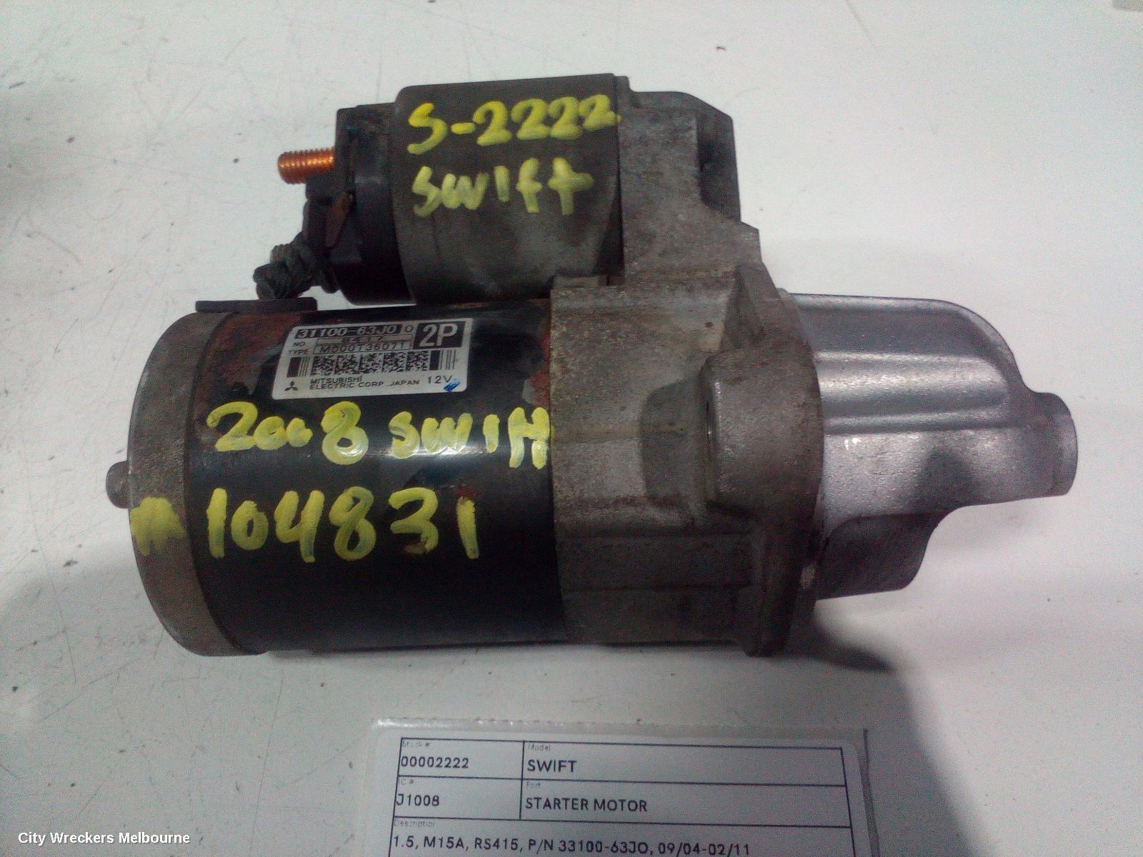 SUZUKI SWIFT 2008 Starter