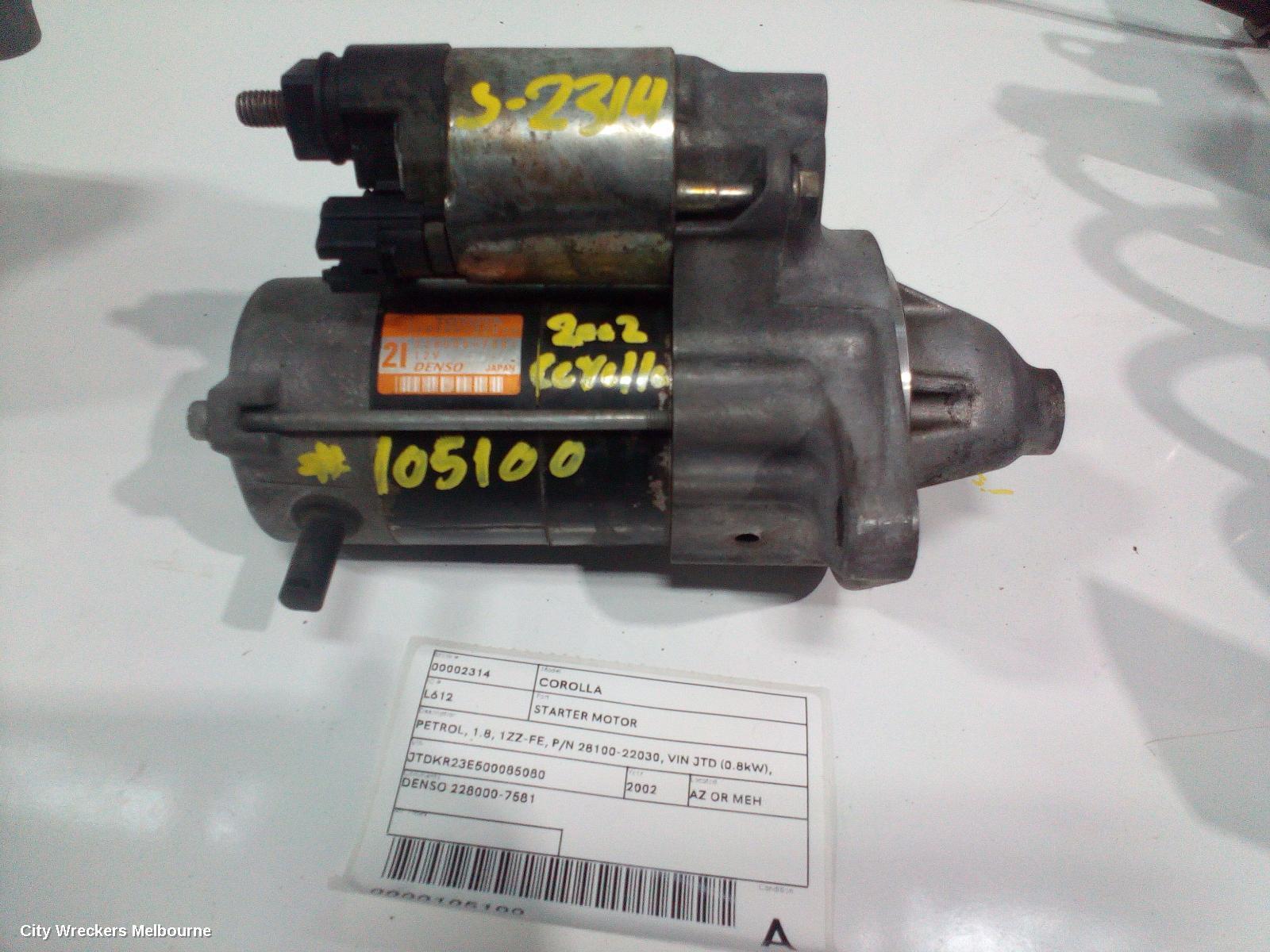 TOYOTA COROLLA 2002 Starter