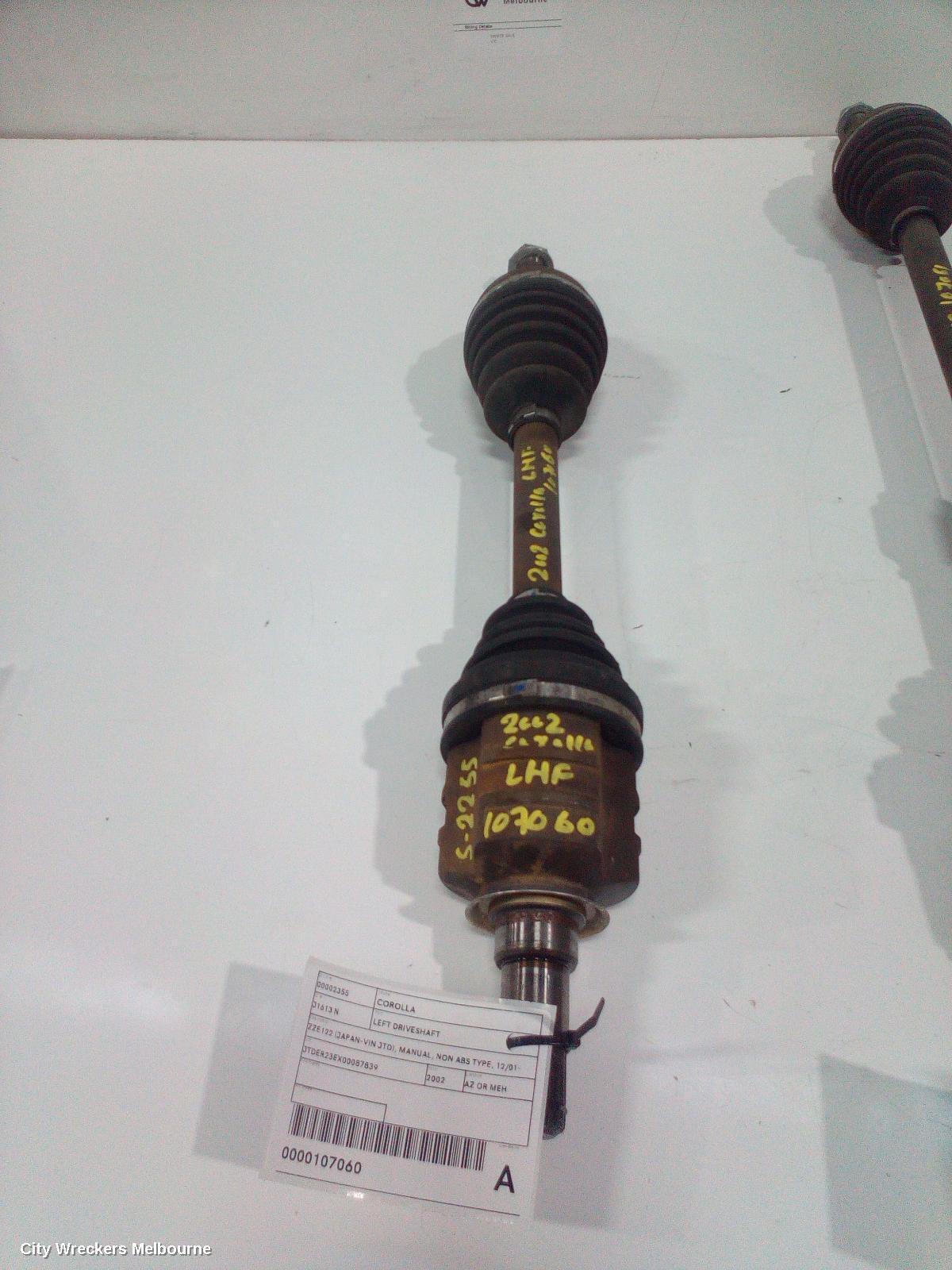 TOYOTA COROLLA 2002 Left Driveshaft