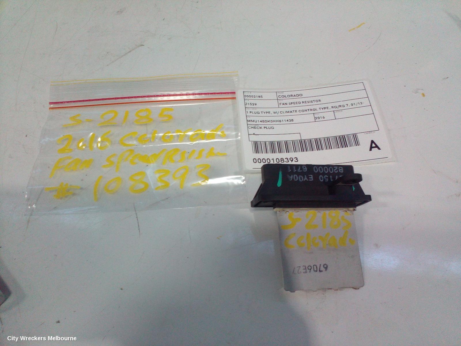 HOLDEN COLORADO 2016 Fan Speed Resistor