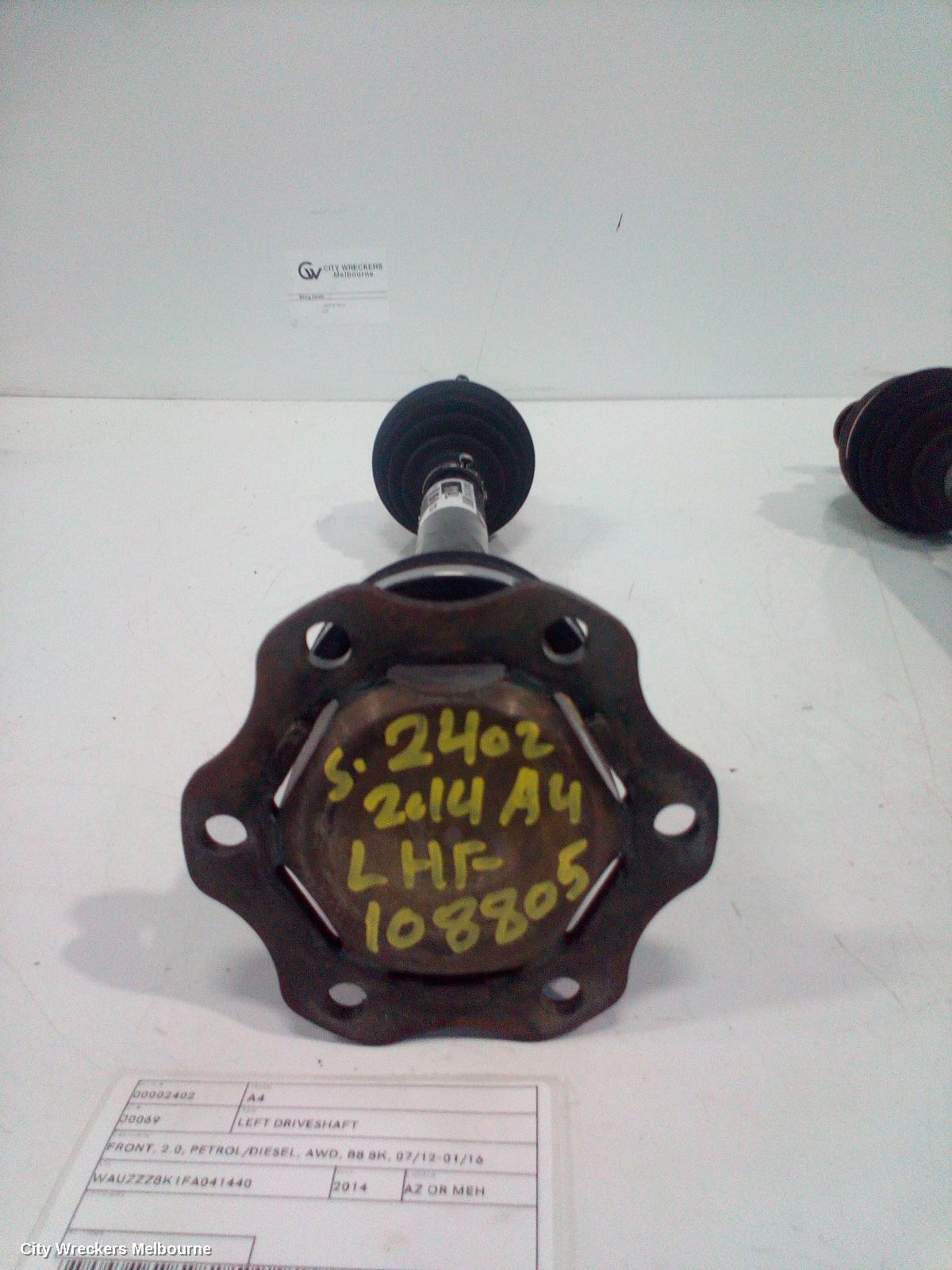 AUDI A4 2014 Left Driveshaft
