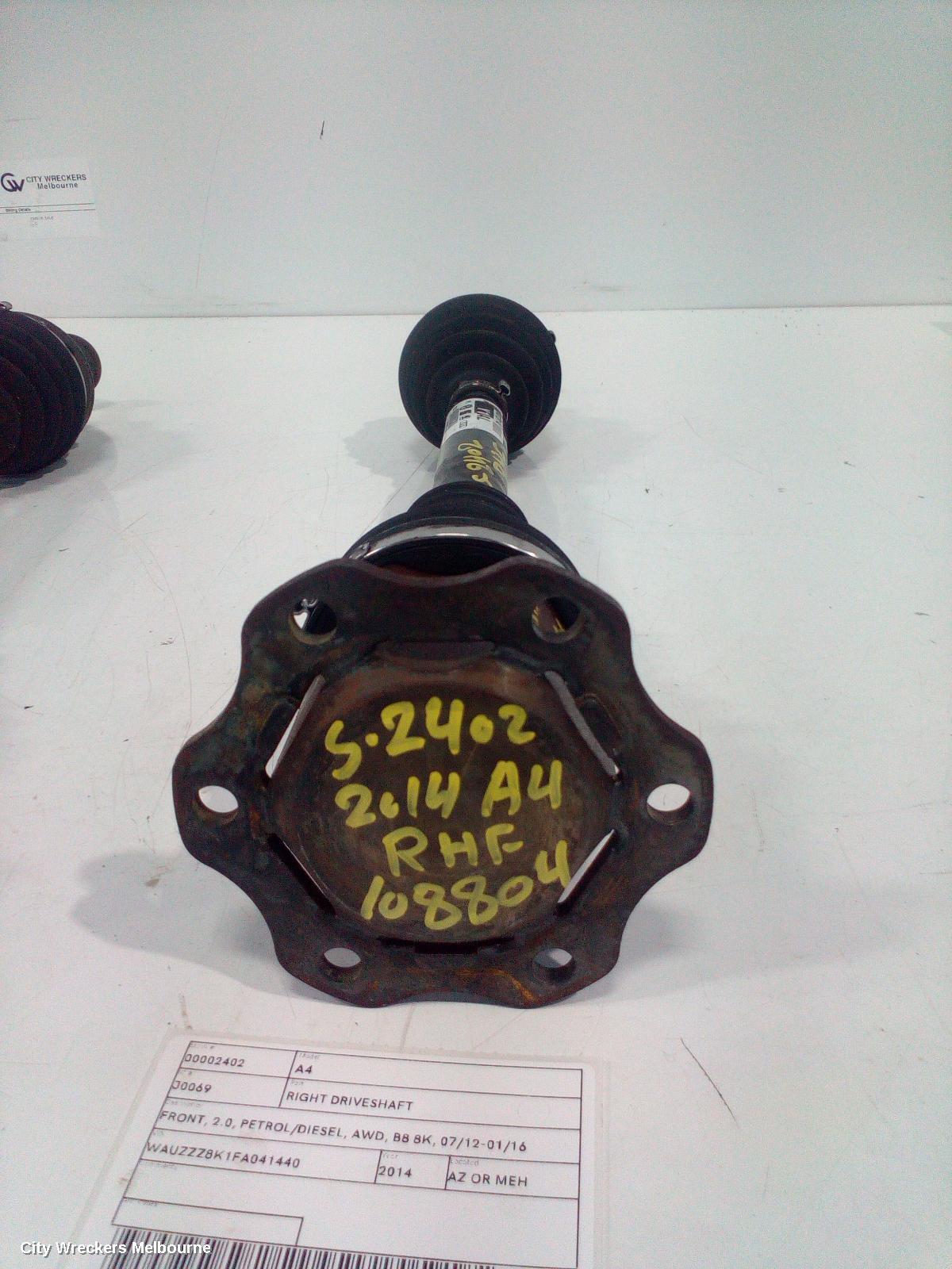 AUDI A4 2014 Right Driveshaft