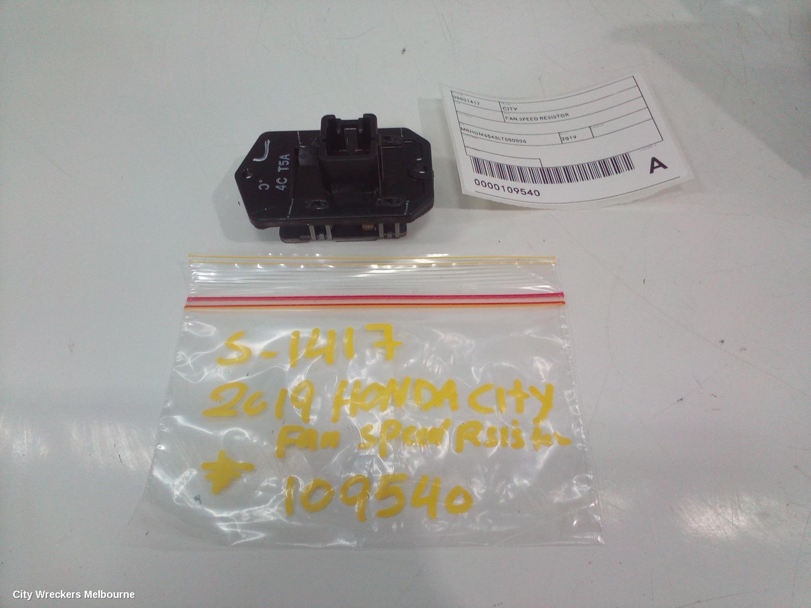 HONDA CITY 2019 Fan Speed Resistor