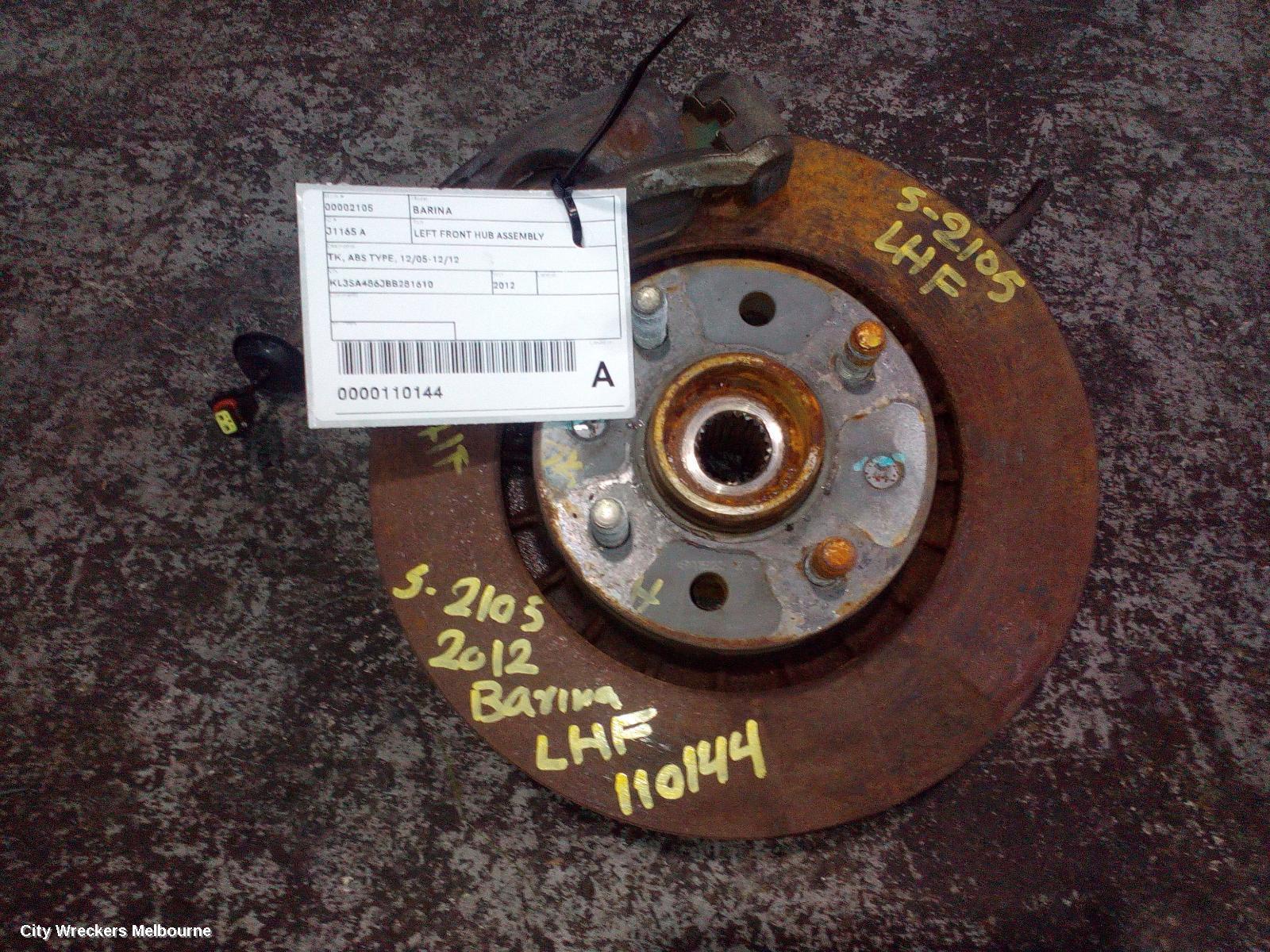 HOLDEN BARINA 2012 Left Front Hub Assembly