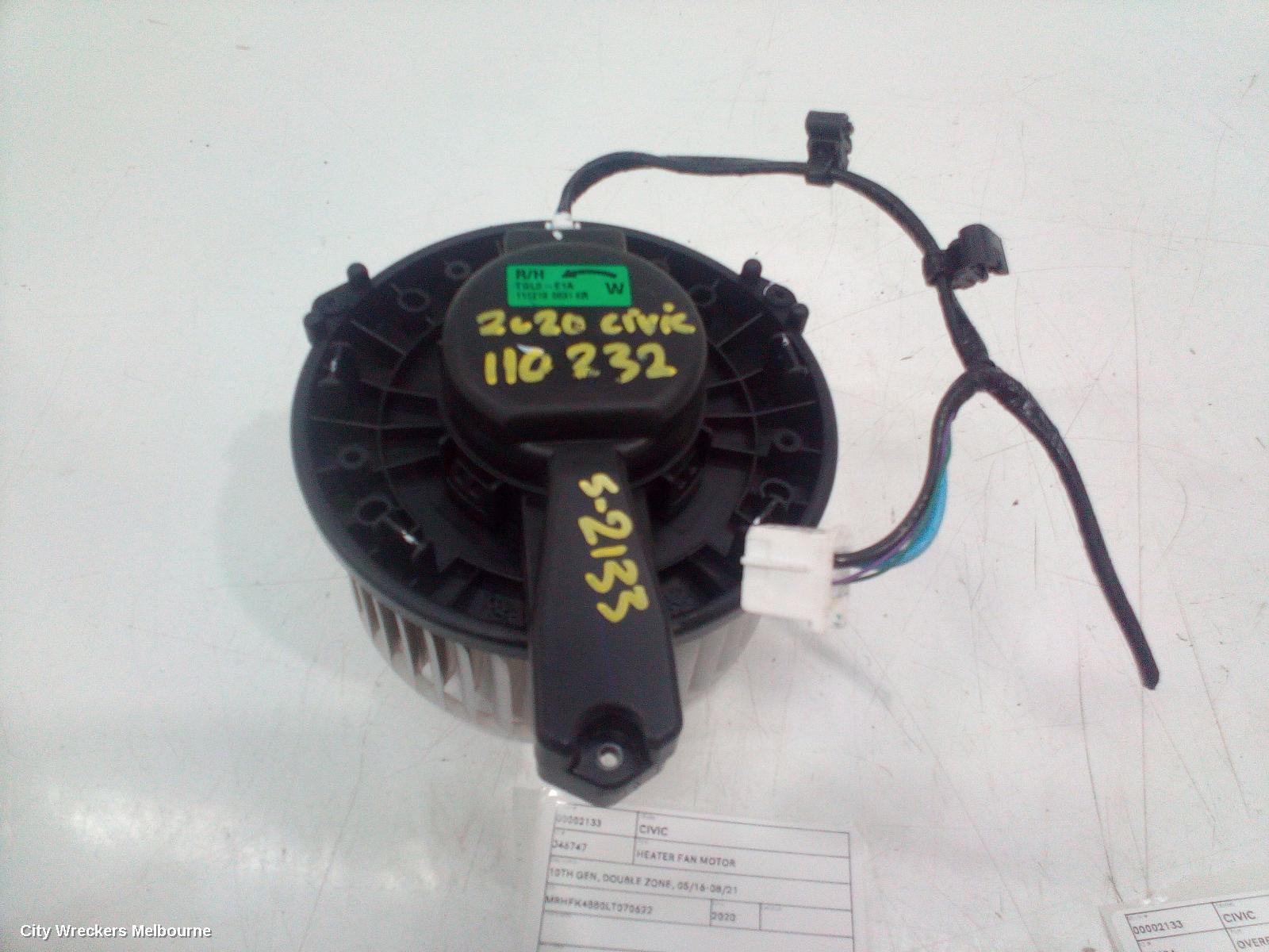 HONDA CIVIC 2020 Heater Fan Motor