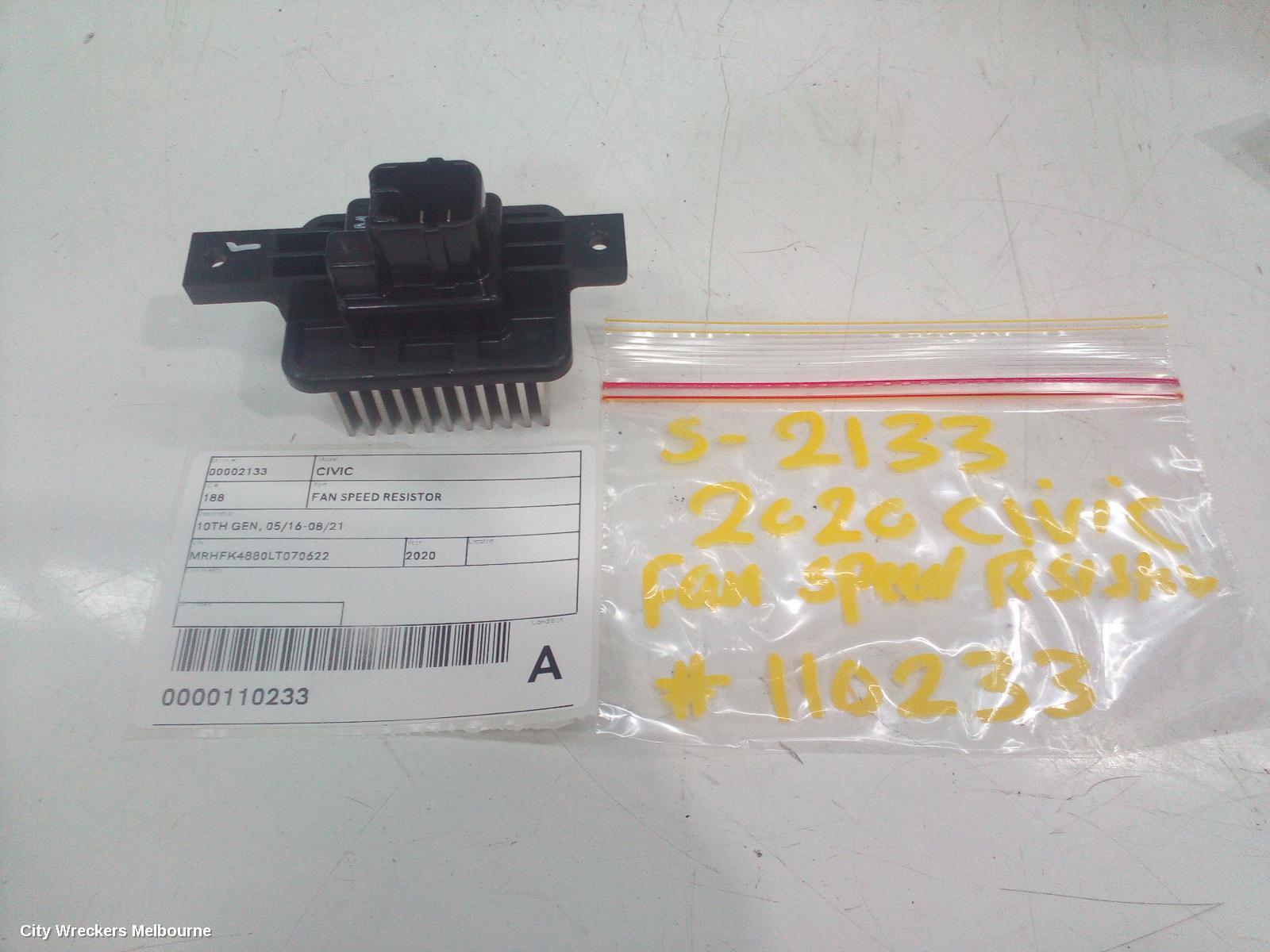 HONDA CIVIC 2020 Fan Speed Resistor