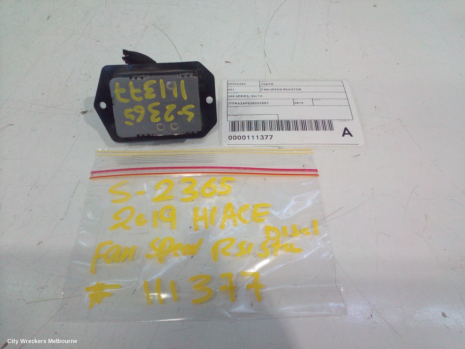 TOYOTA HIACE 2019 Fan Speed Resistor