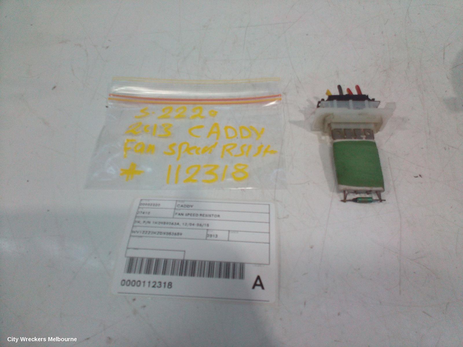 VOLKSWAGEN CADDY 2013 Fan Speed Resistor