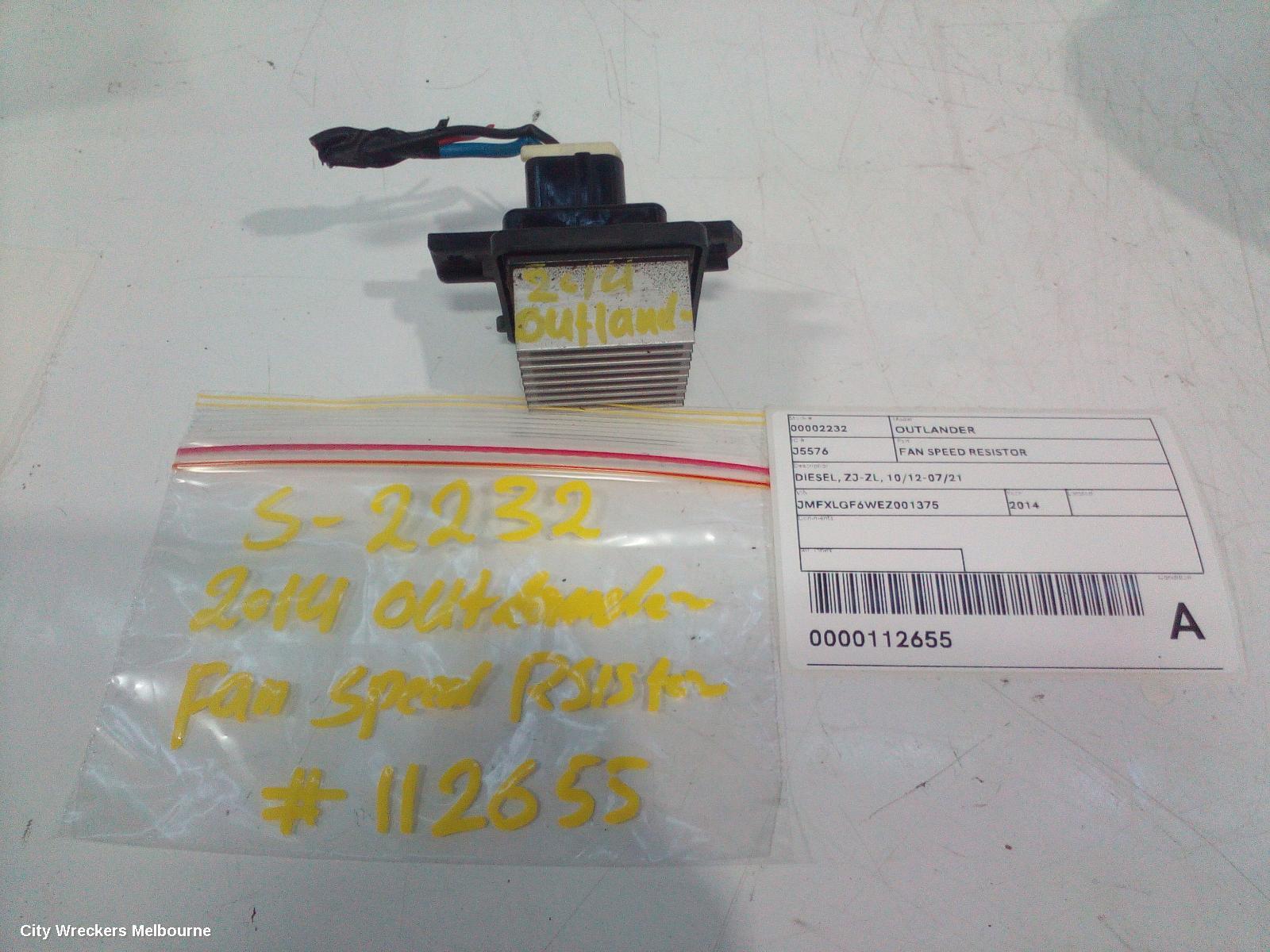 MITSUBISHI OUTLANDER 2014 Fan Speed Resistor
