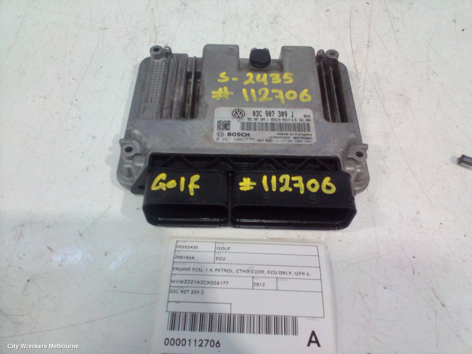 VOLKSWAGEN GOLF 2012 Ecu