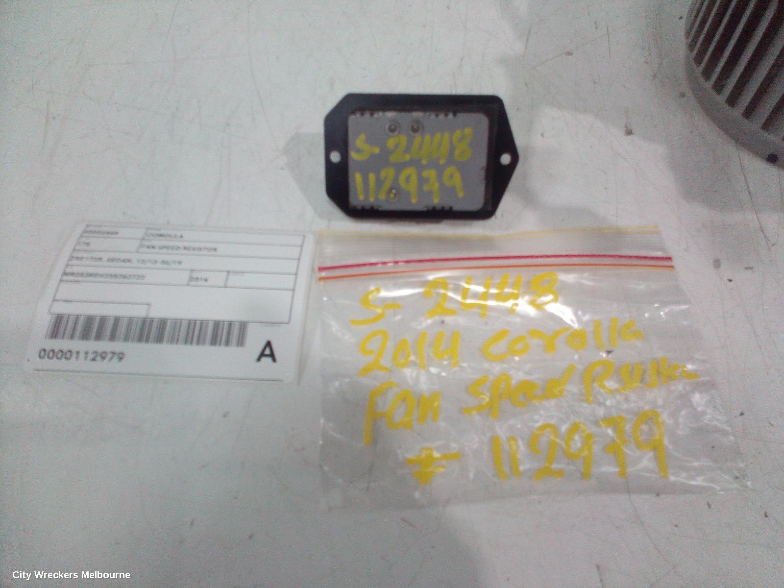 TOYOTA COROLLA 2014 Fan Speed Resistor
