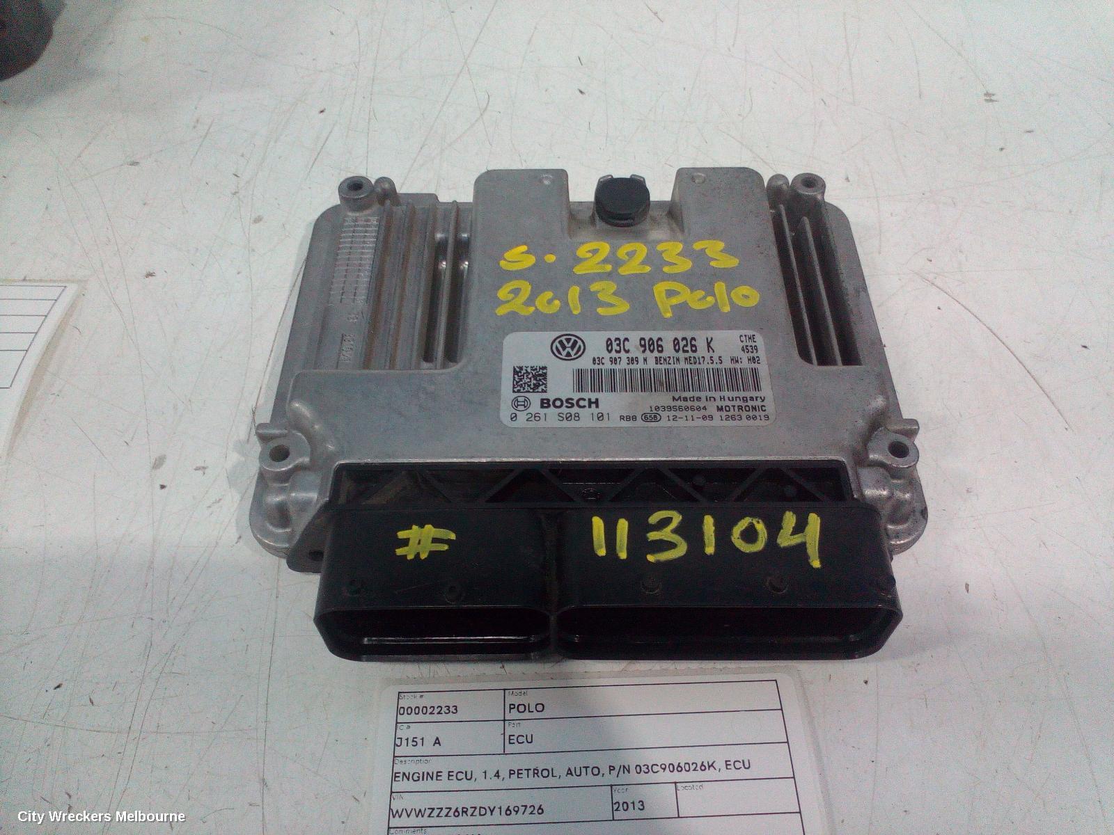 VOLKSWAGEN POLO 2013 Ecu