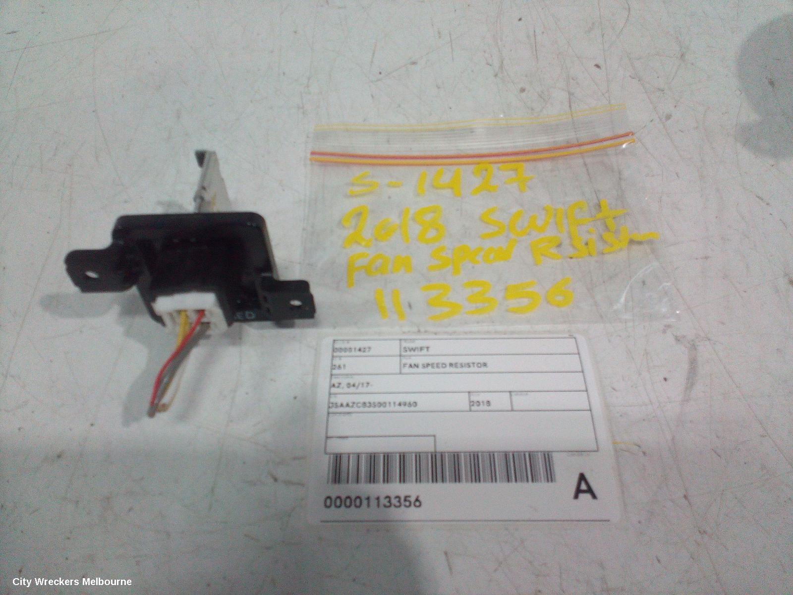 SUZUKI SWIFT 2018 Fan Speed Resistor