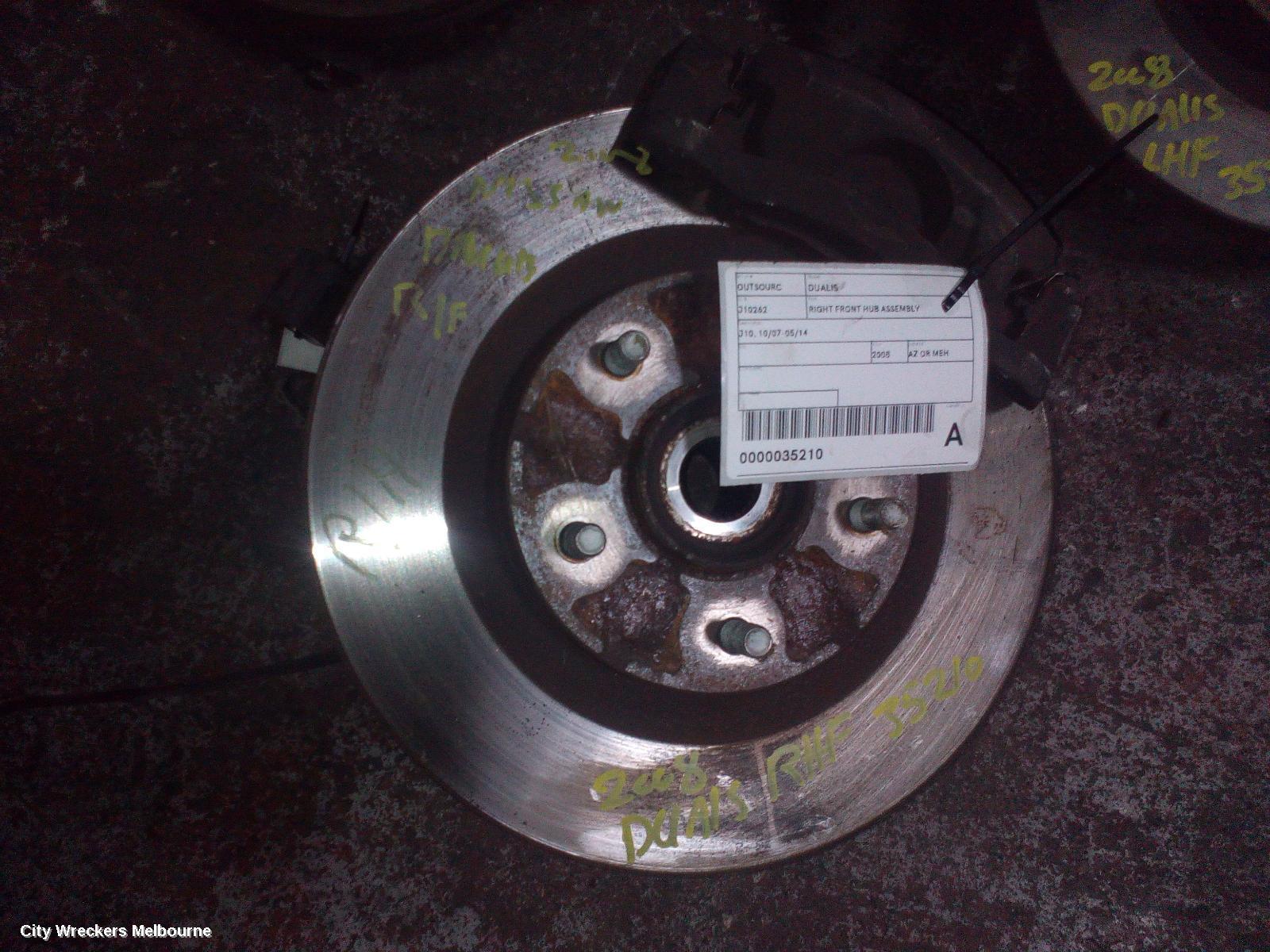 NISSAN DUALIS 2008 Right Front Hub Assembly