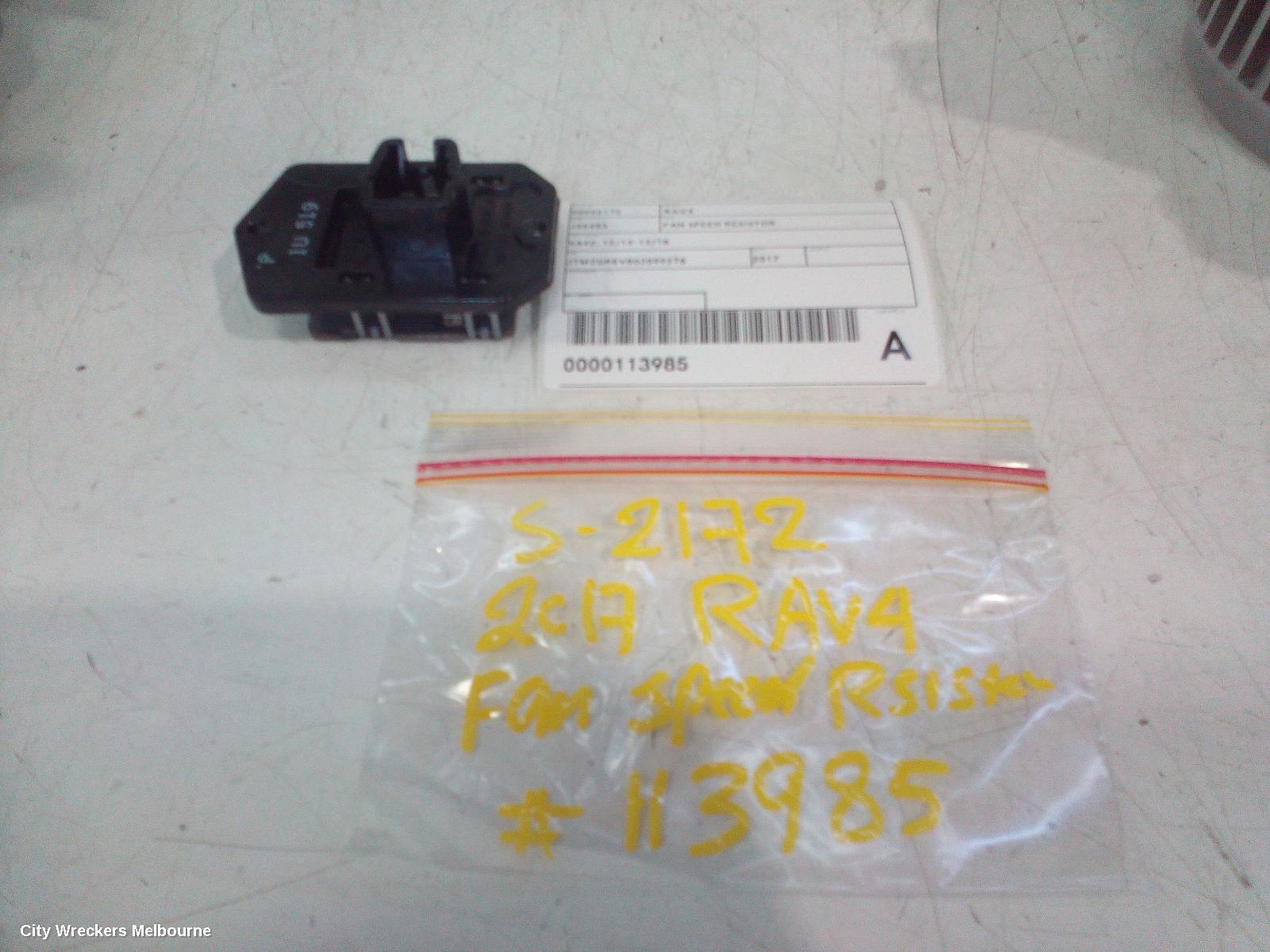 TOYOTA RAV4 2017 Fan Speed Resistor