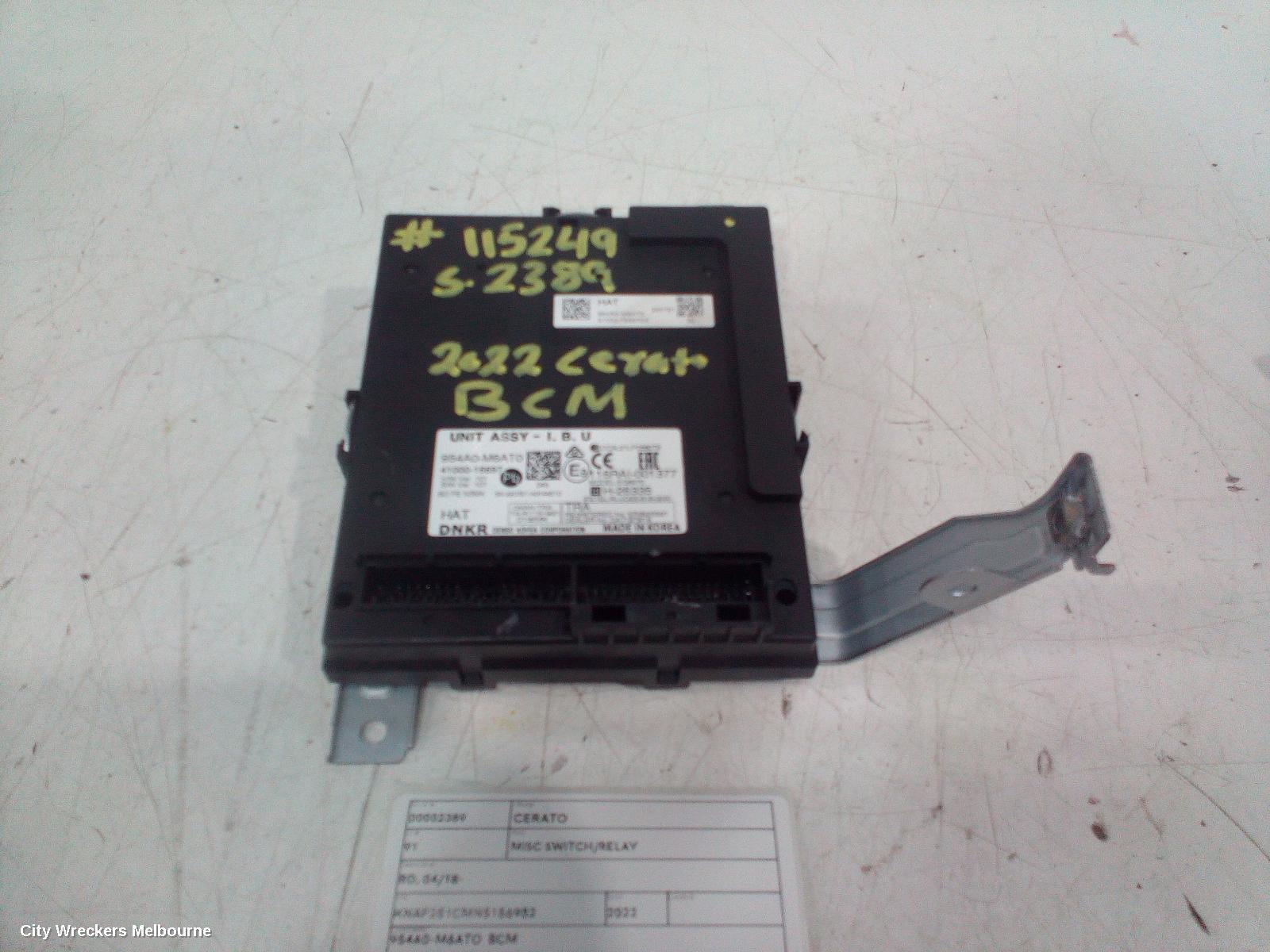 KIA CERATO 2022 Misc Switch/Relay