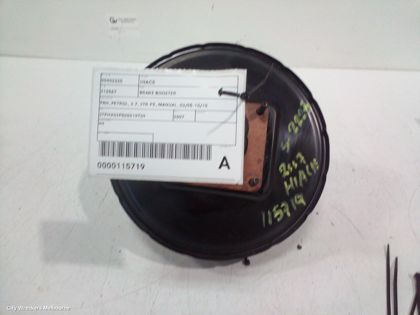 TOYOTA HIACE 2007 Brake Booster
