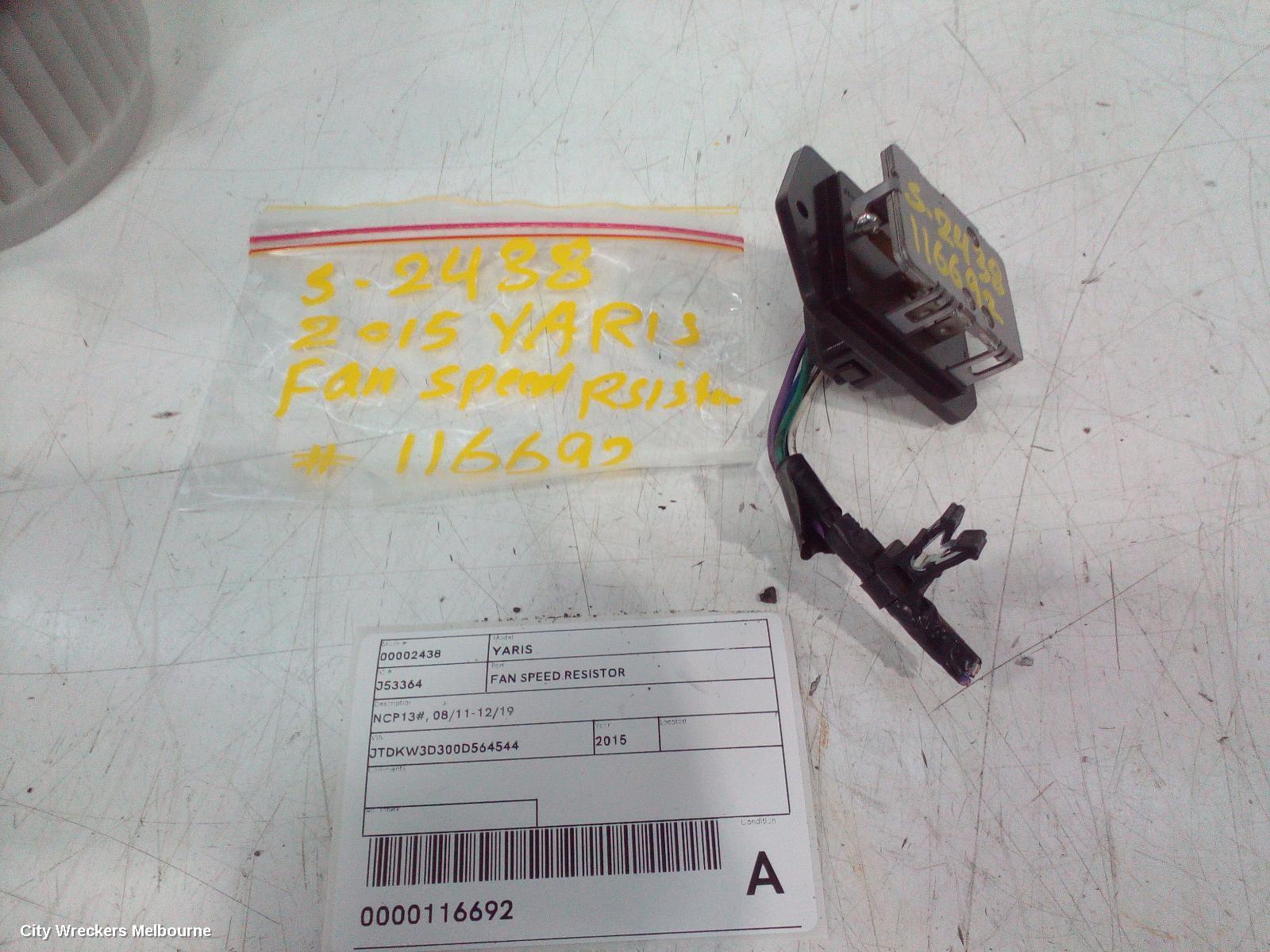 TOYOTA YARIS 2015 Fan Speed Resistor