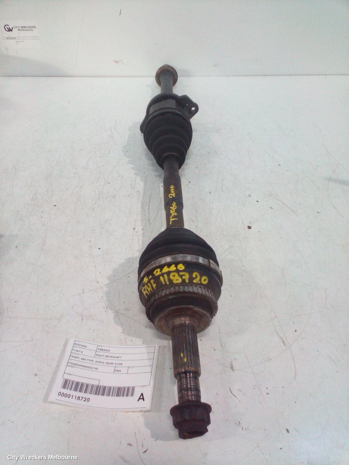 TOYOTA TARAGO 2000 Right Driveshaft