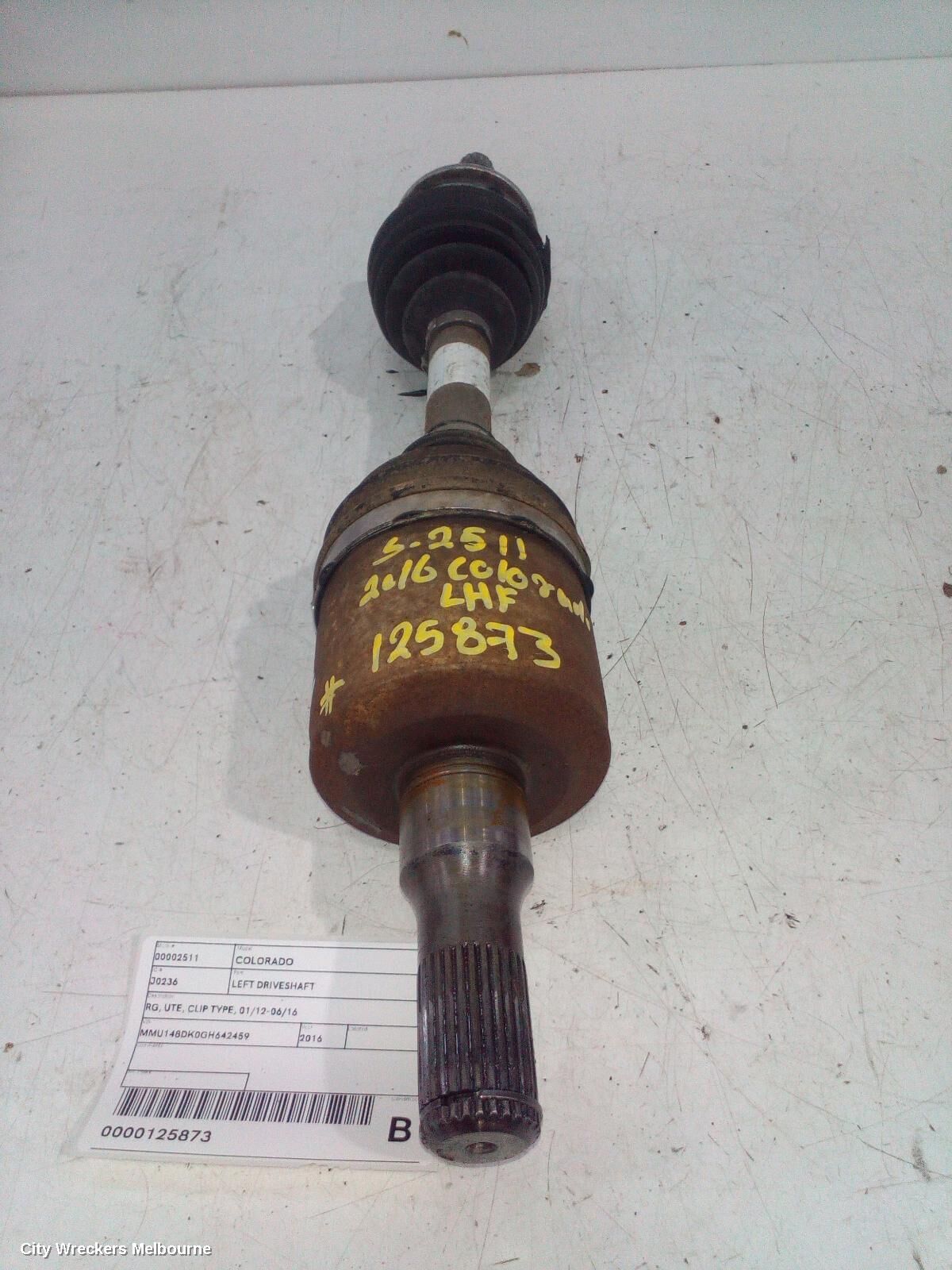 HOLDEN COLORADO 2016 Left Driveshaft