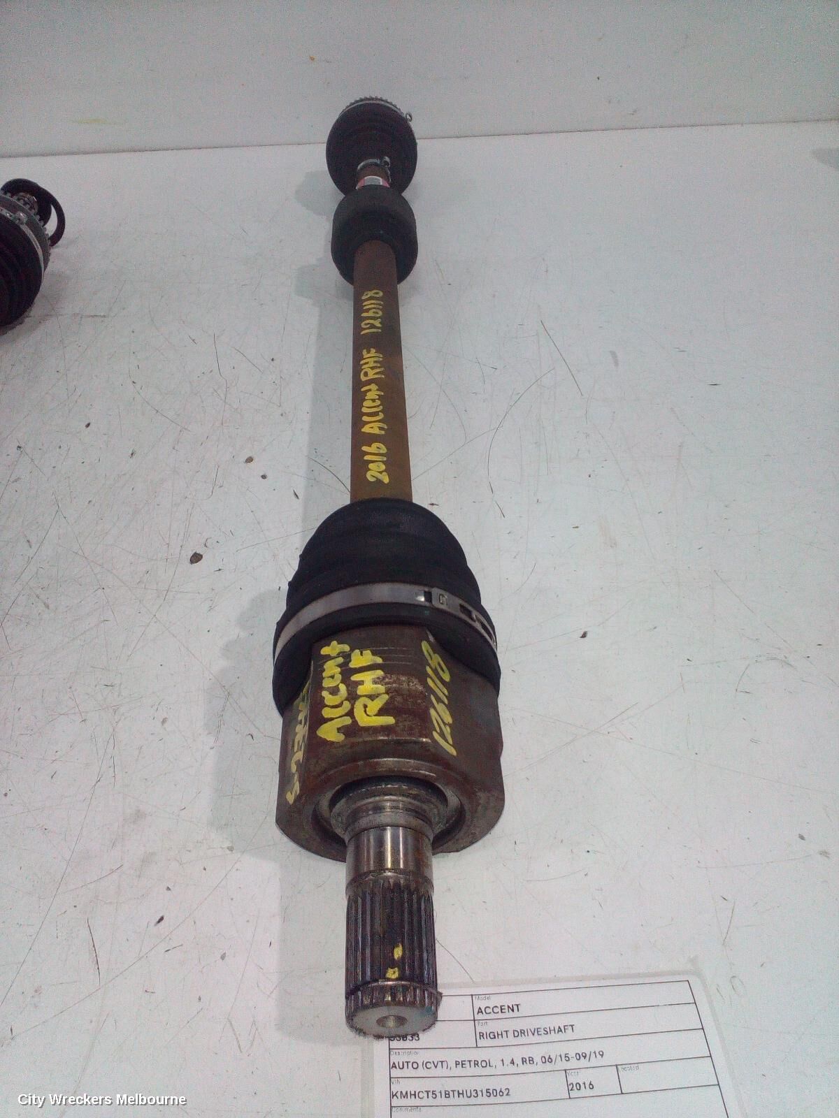 HYUNDAI ACCENT 2016 Right Driveshaft