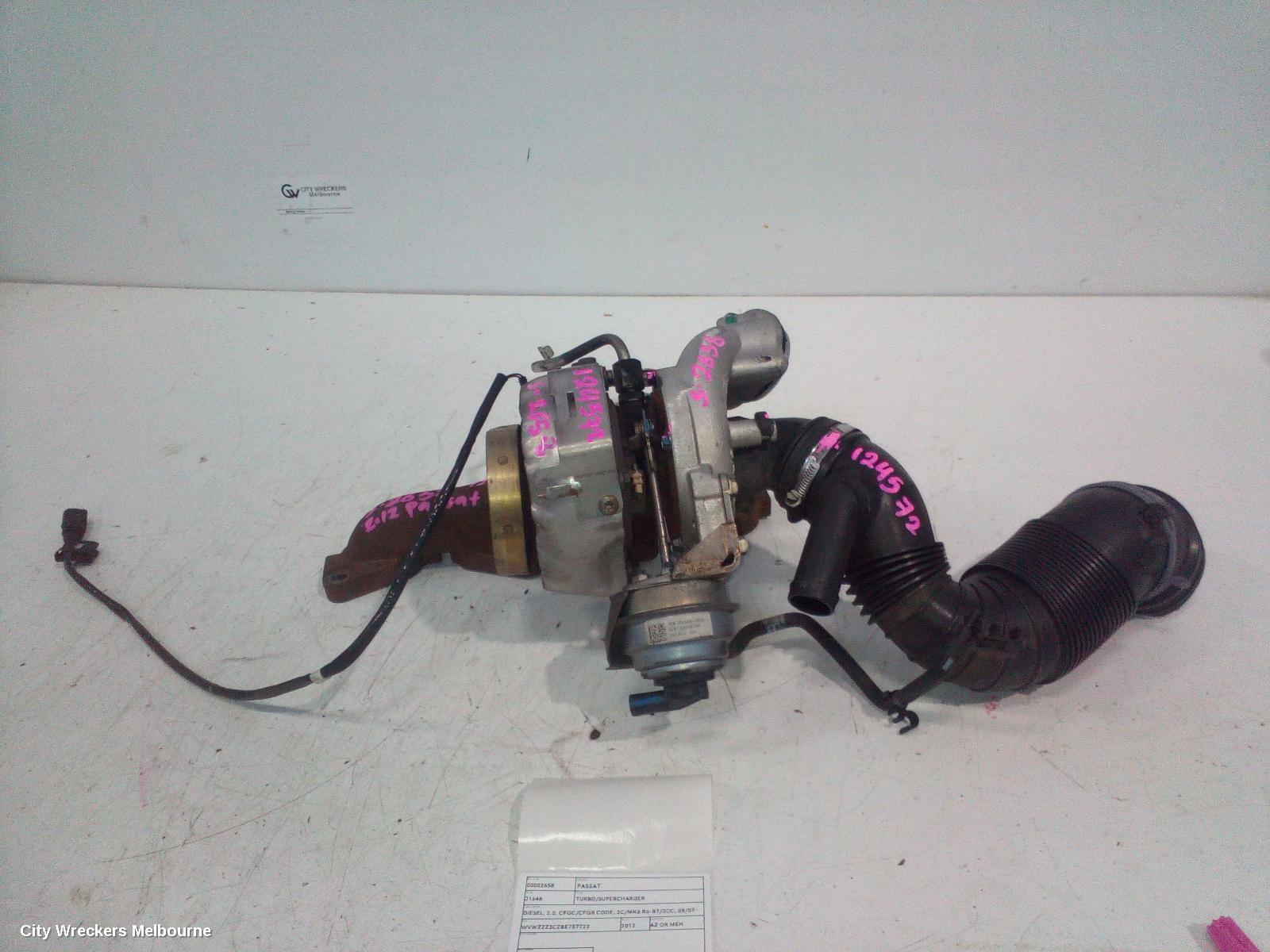 VOLKSWAGEN PASSAT 2012 Turbo Supercharger