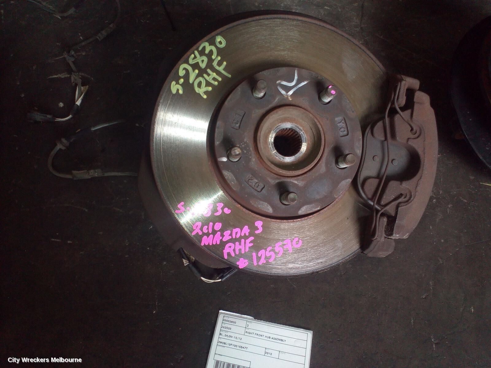 MAZDA 3 2010 Right Front Hub Assembly