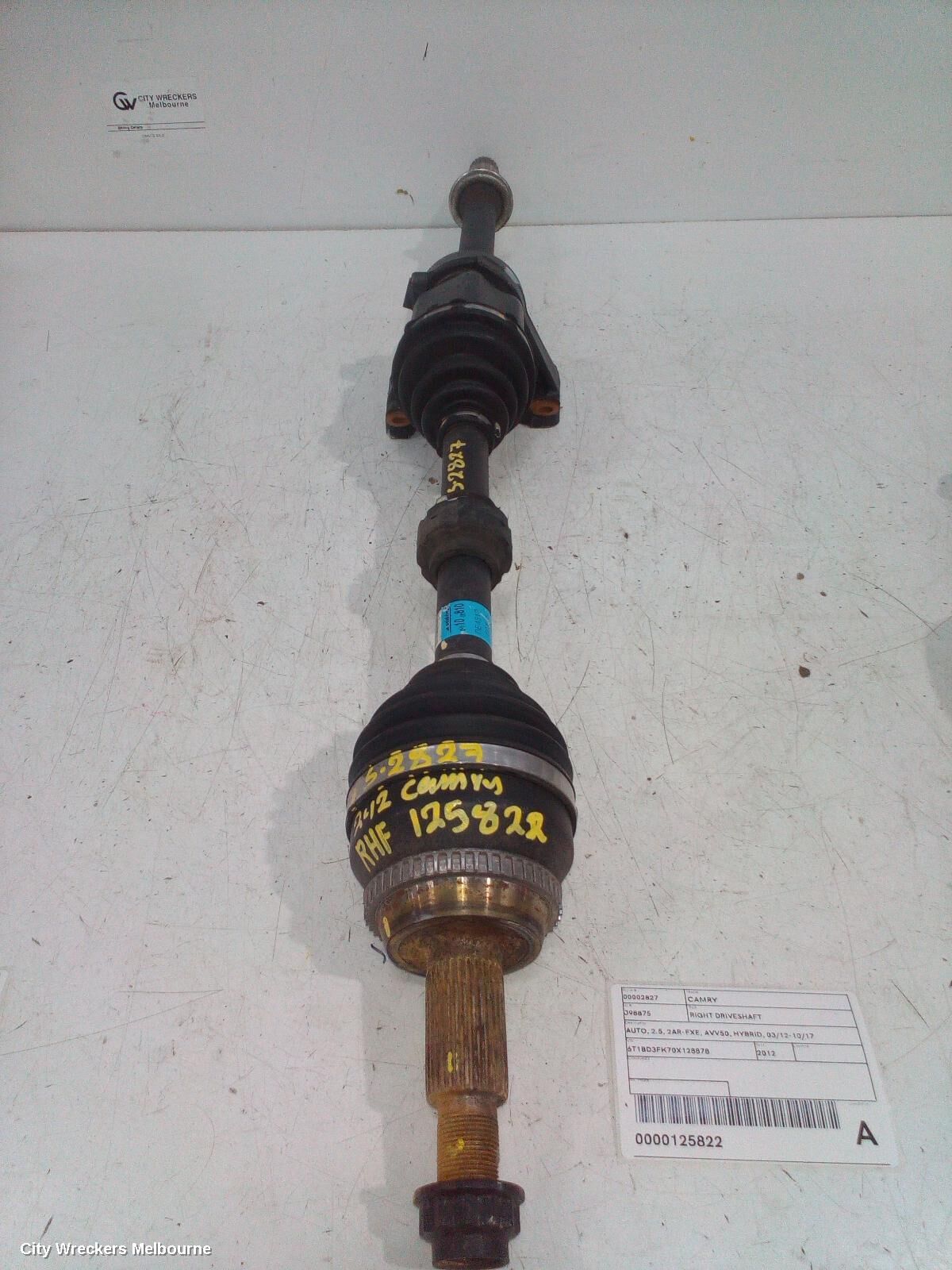 TOYOTA CAMRY 2012 Right Driveshaft
