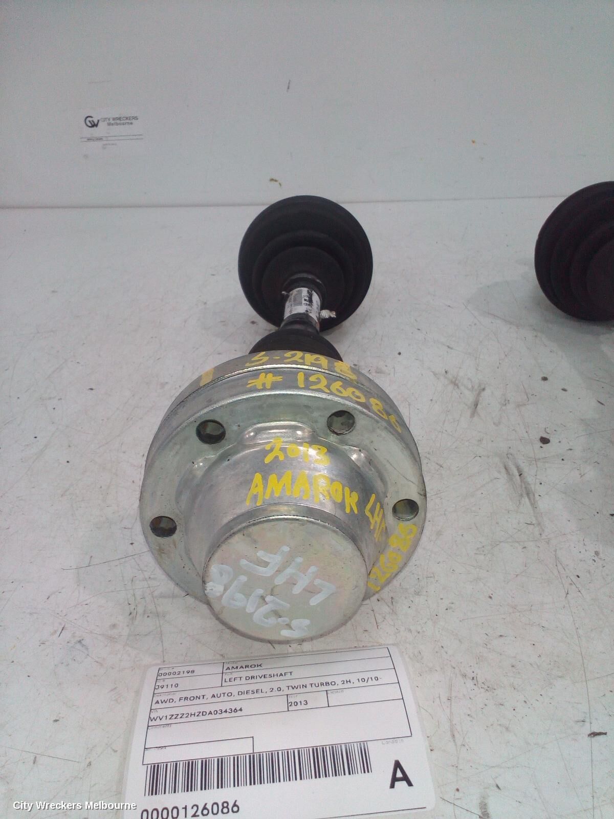VOLKSWAGEN AMAROK 2013 Left Driveshaft
