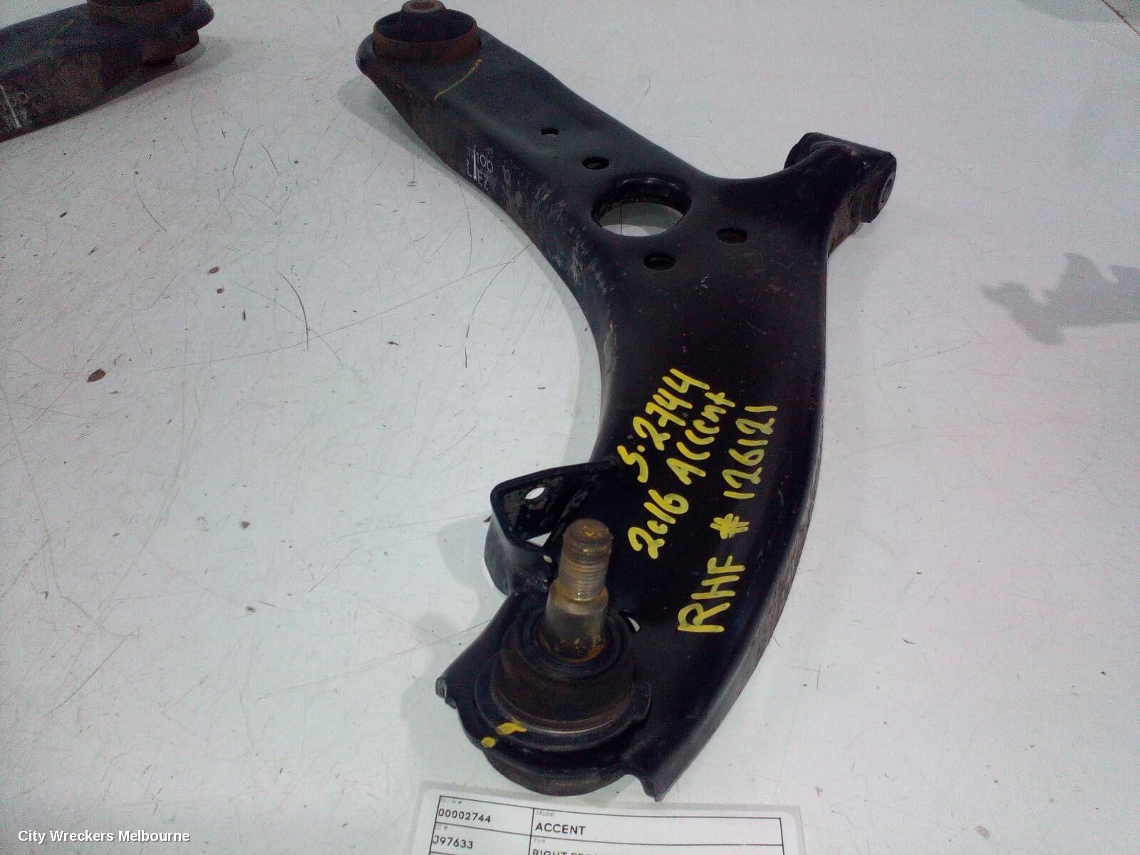 HYUNDAI ACCENT 2016 Right Front Lower Control Arm