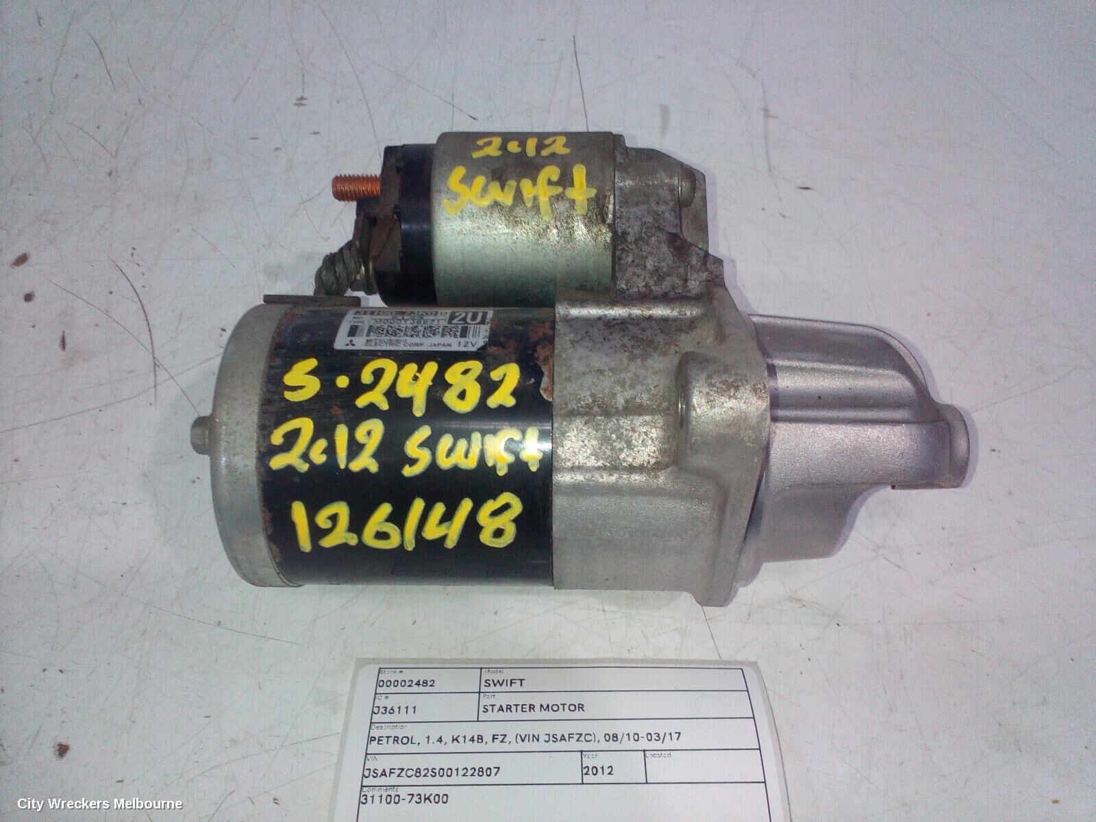 SUZUKI SWIFT 2012 Starter