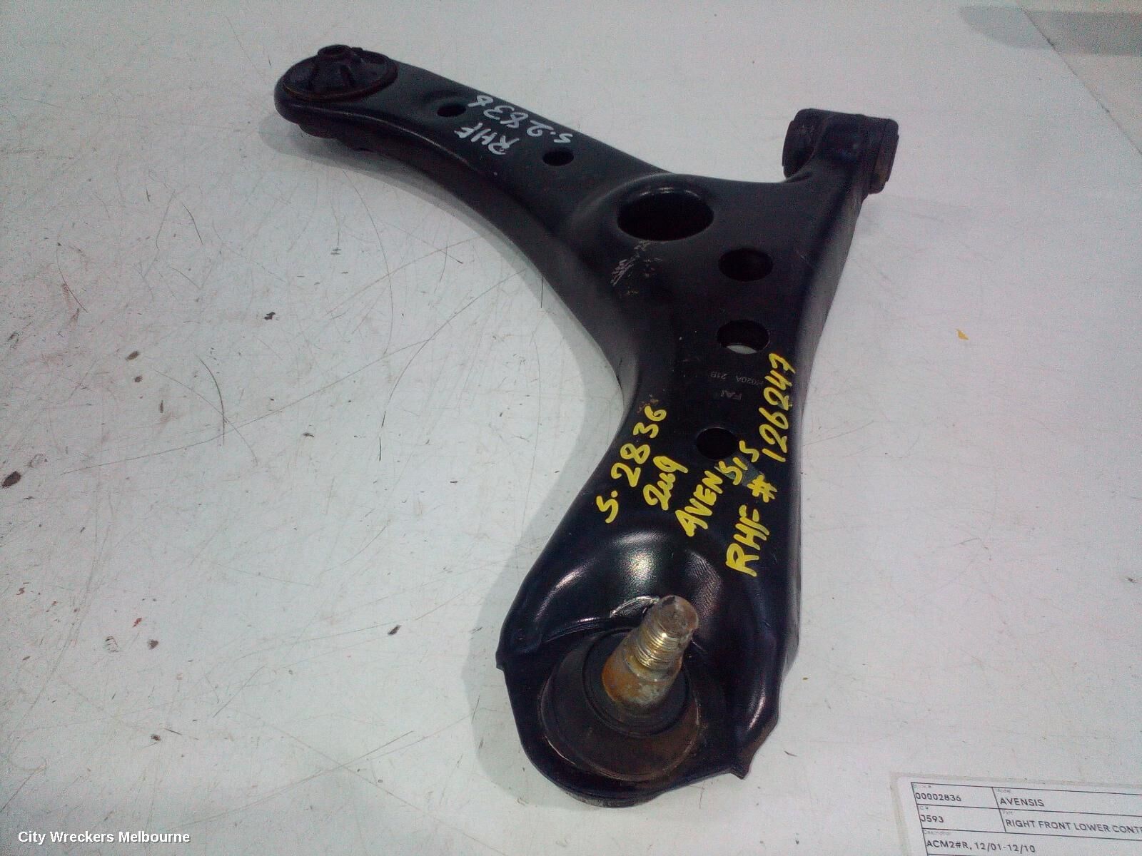 TOYOTA AVENSIS 2009 Right Front Lower Control Arm