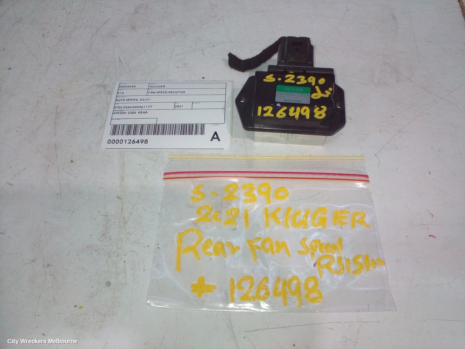 TOYOTA KLUGER 2021 Fan Speed Resistor