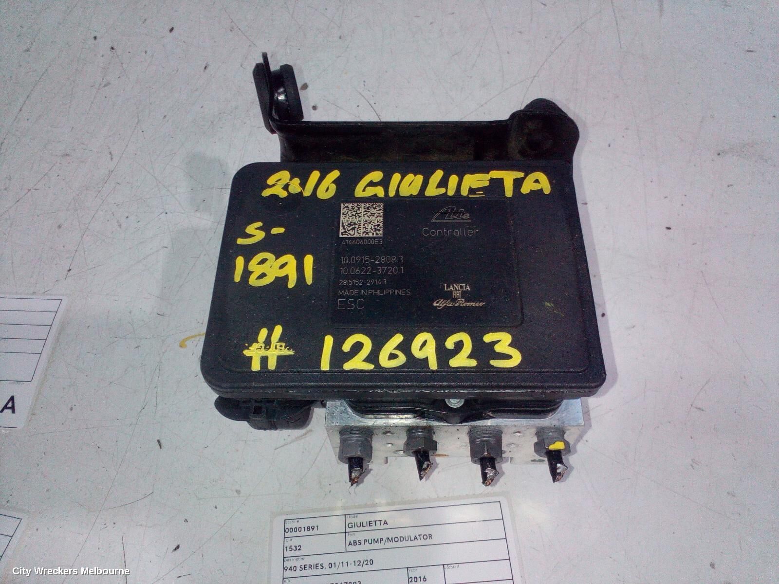 ALFA ROMEO GIULIETTA 2016 Abs Pump/Modulator
