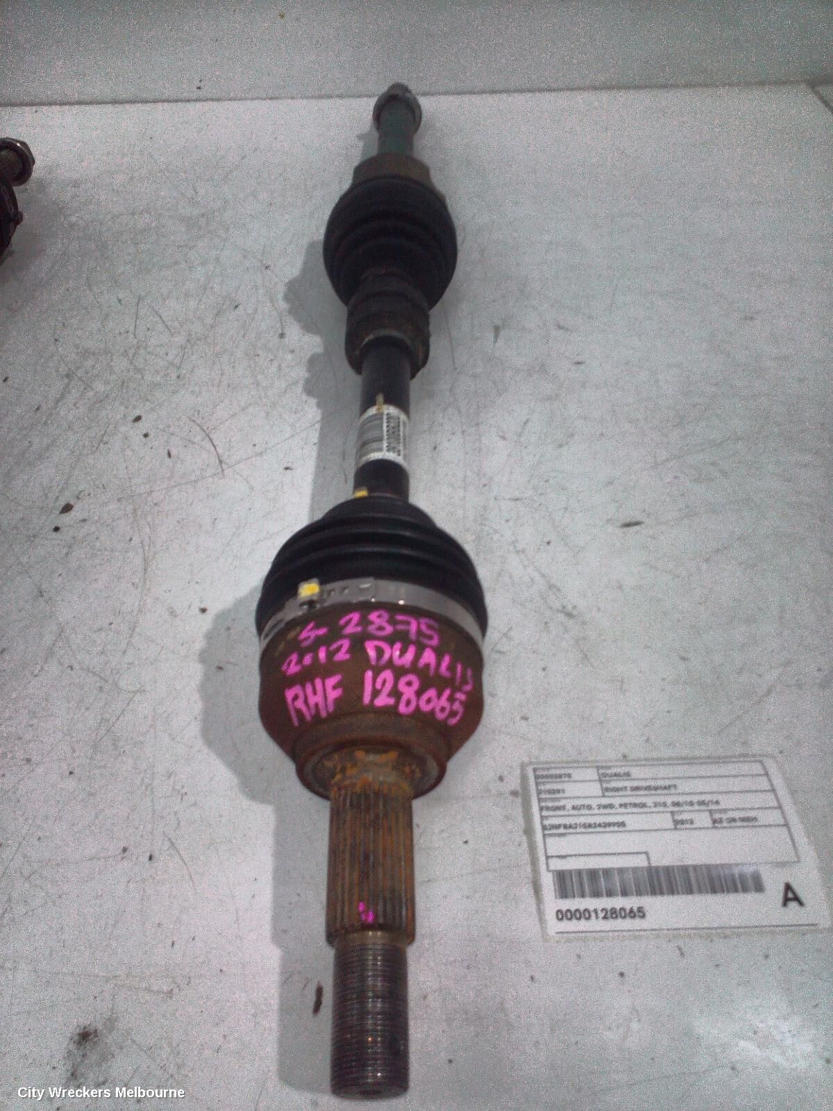 NISSAN DUALIS 2012 Right Driveshaft