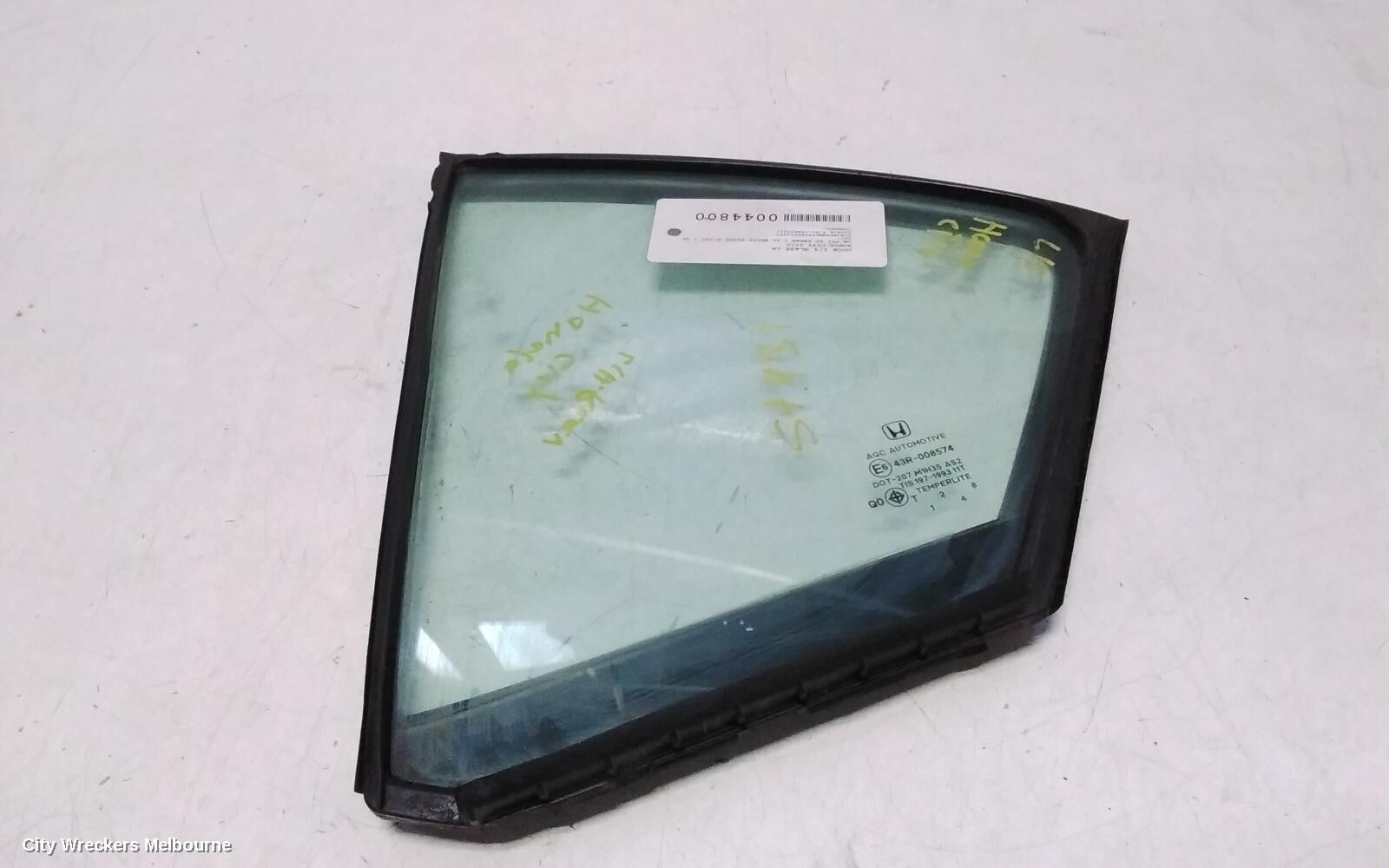 HONDA CITY 2010 Left Rear Side Glass