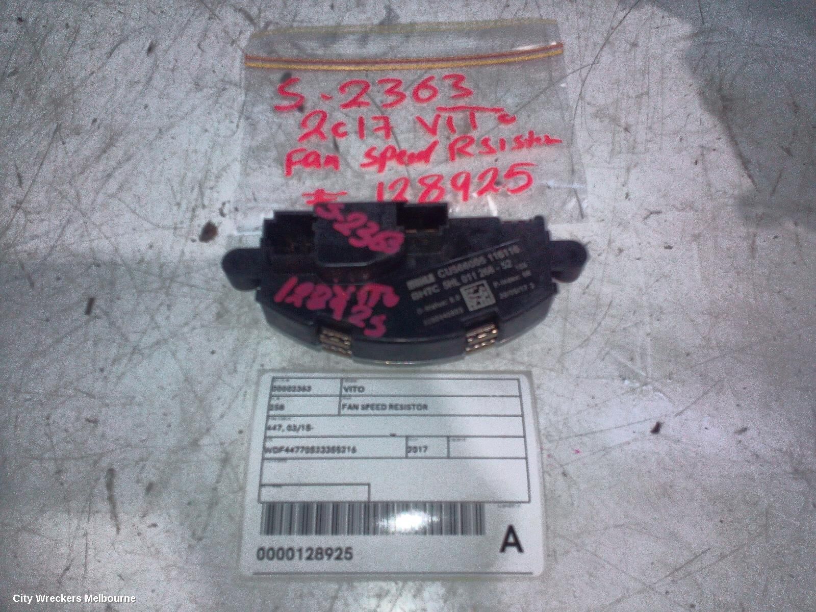 MERCEDES VITO 2017 Fan Speed Resistor