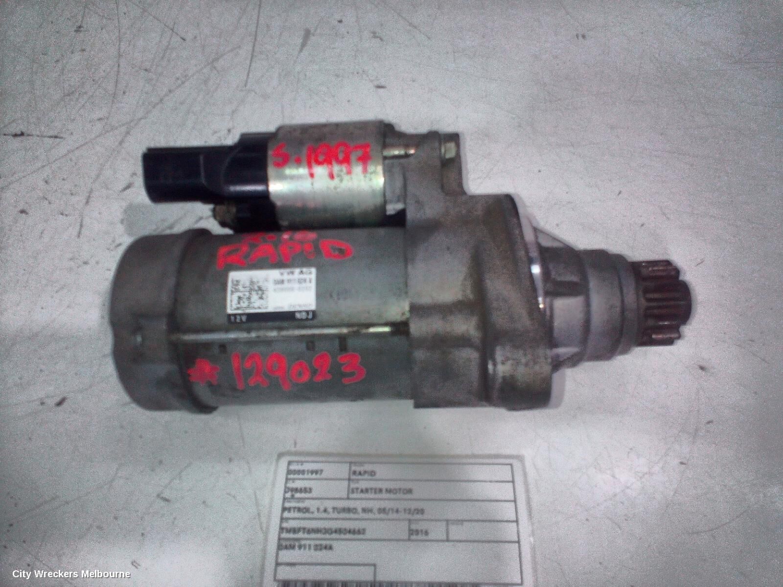 SKODA RAPID 2016 Starter