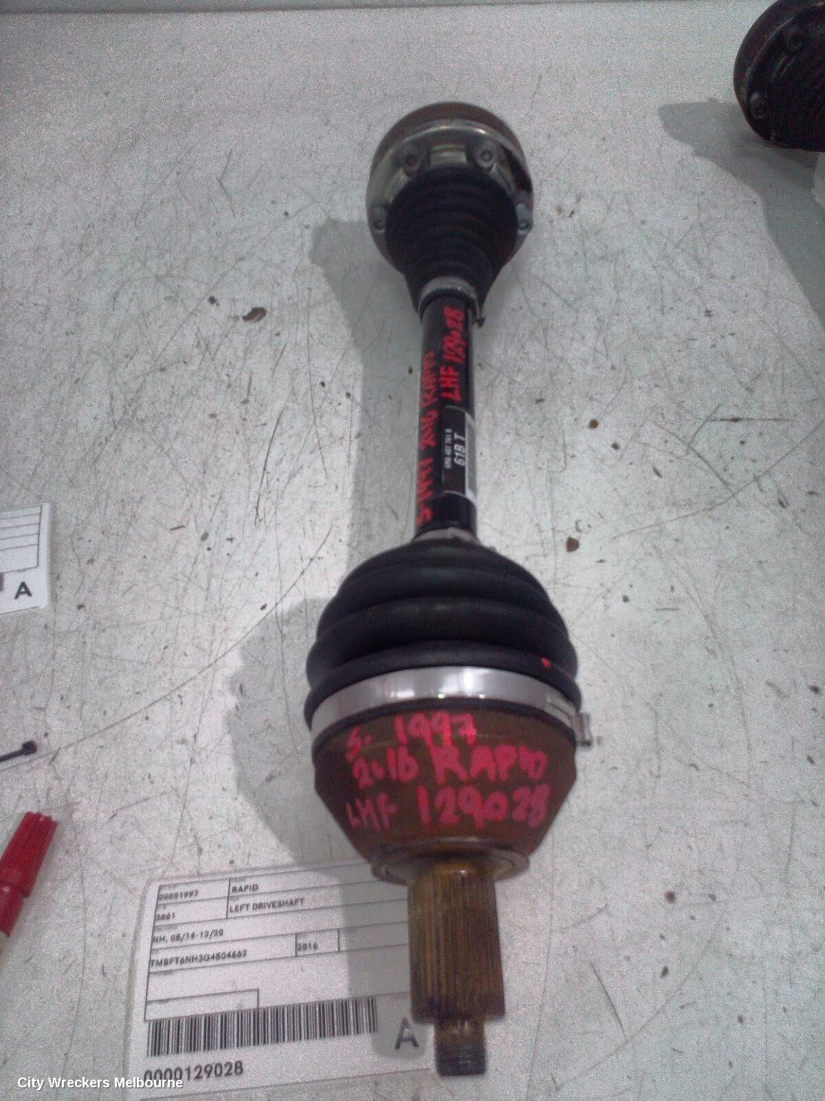 SKODA RAPID 2016 Left Driveshaft