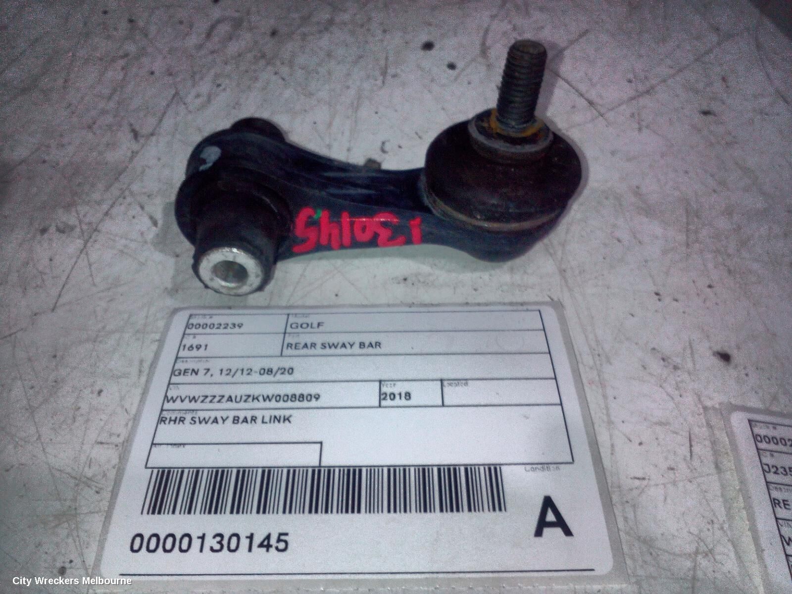 VOLKSWAGEN GOLF 2018 Rear Sway Bar