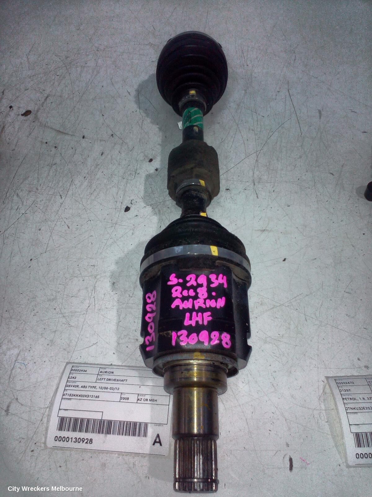 TOYOTA AURION 2008 Left Driveshaft